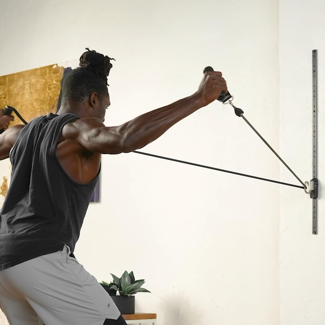 Kinetic Bands Space Saver Gym - Home Workout Resistance Bands Set with Wall Anchor, 2 Rails & 2 Rail Cars | Portable Exercise Equipment for Strength Training, Yoga, and Physical Therapy | Perfect for Small Spaces & Home Gym