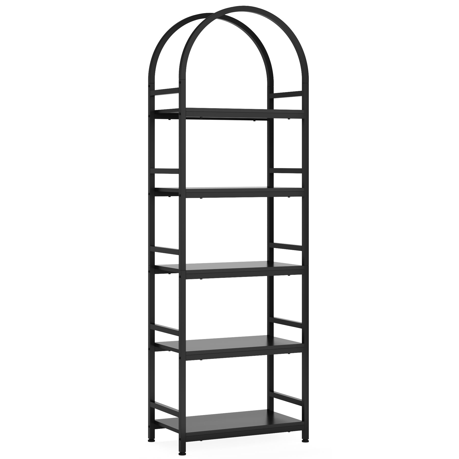 4 Tier / 5 Tier Bookshelf - Sturdy Arched Bookcase Display Rack with Storage Shelves for Home Office, Living Room & Bedroom Organization - Perfect for Books, Decor & Storage Solutions