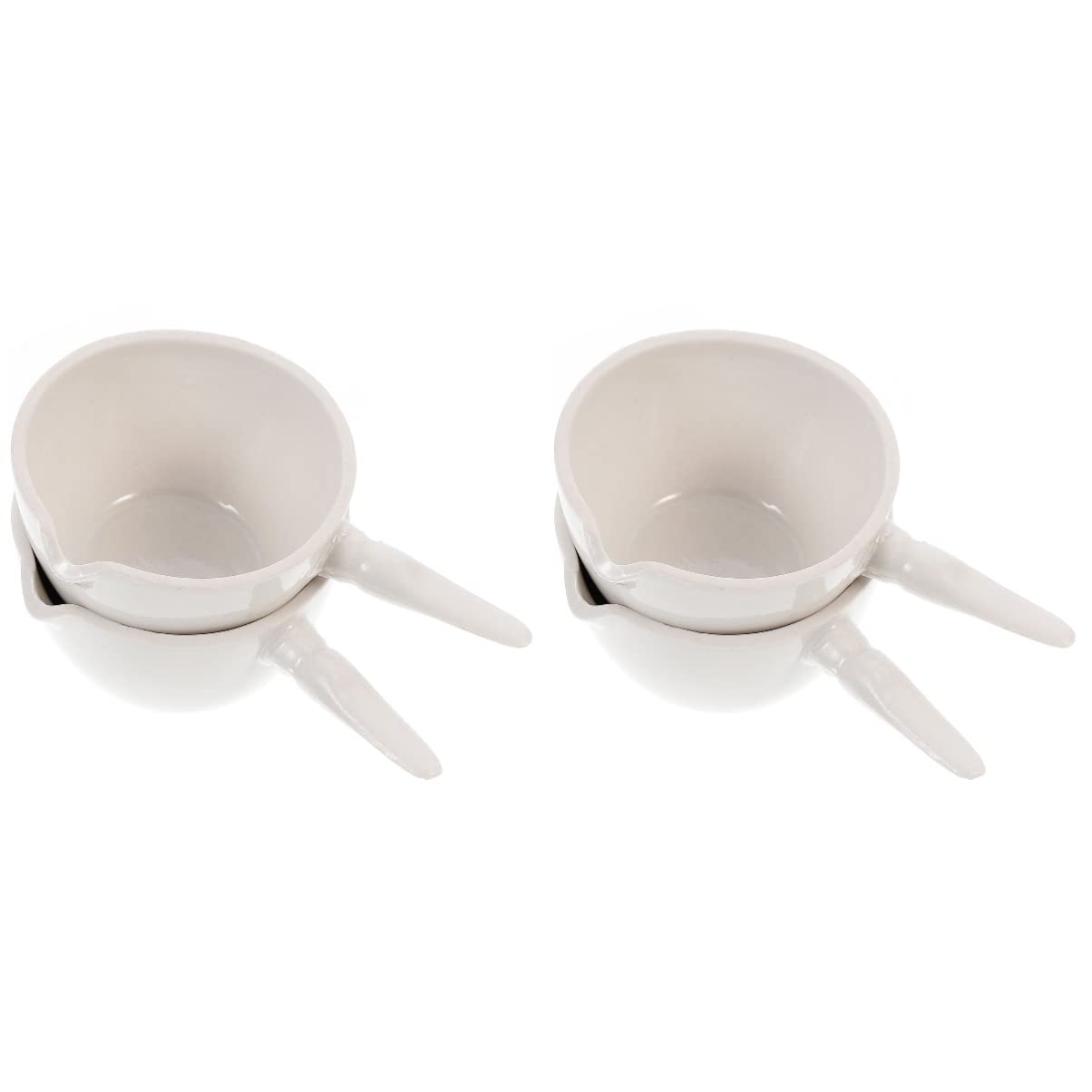 4 Pcs Porcelain Evaporating Dishes with Spout - Flat Form Lab Evaporating Containers, White Round Ceramic Beakers for Mixing & Laboratory Use - Perfect for Chemistry Experiments, School Labs & Scientific Research