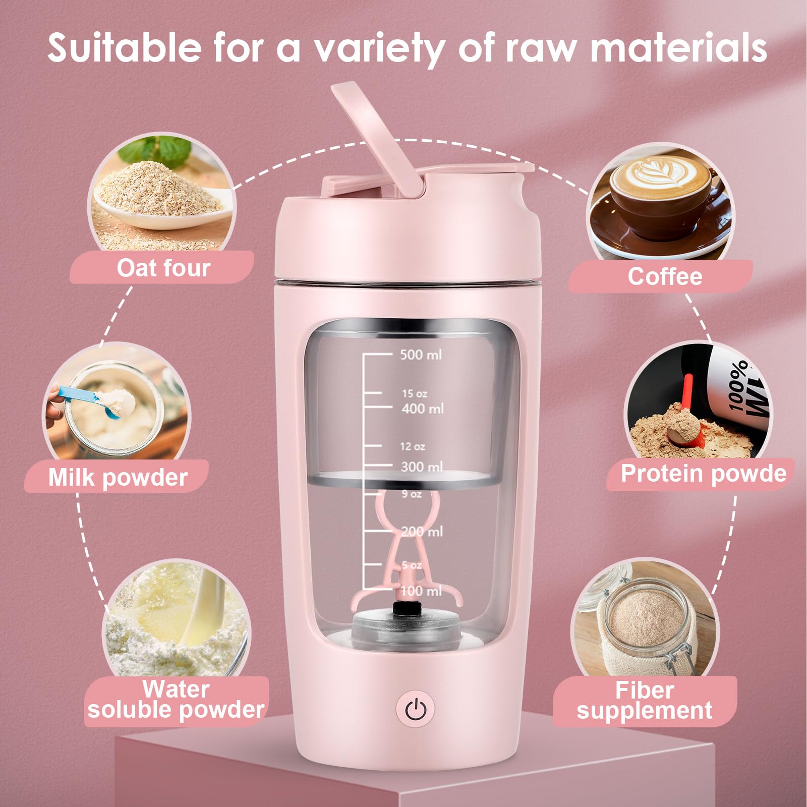 650ML Electric Protein Shaker Bottle - USB Rechargeable Automatic Blender for Protein Shakes, Coffee & Smoothies - Portable Mixing Cup for Gym, Workout & Fitness Enthusiasts - Perfect for Post-Workout Recovery & On-the-Go Nutrition