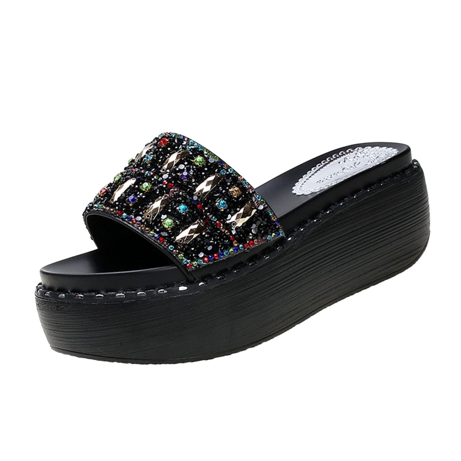 Stylish Women's High Heel Rhinestone Sequin Sandals - Summer Ballerina Slippers for Parties & Weddings | Comfortable Dressy Slippers for Women