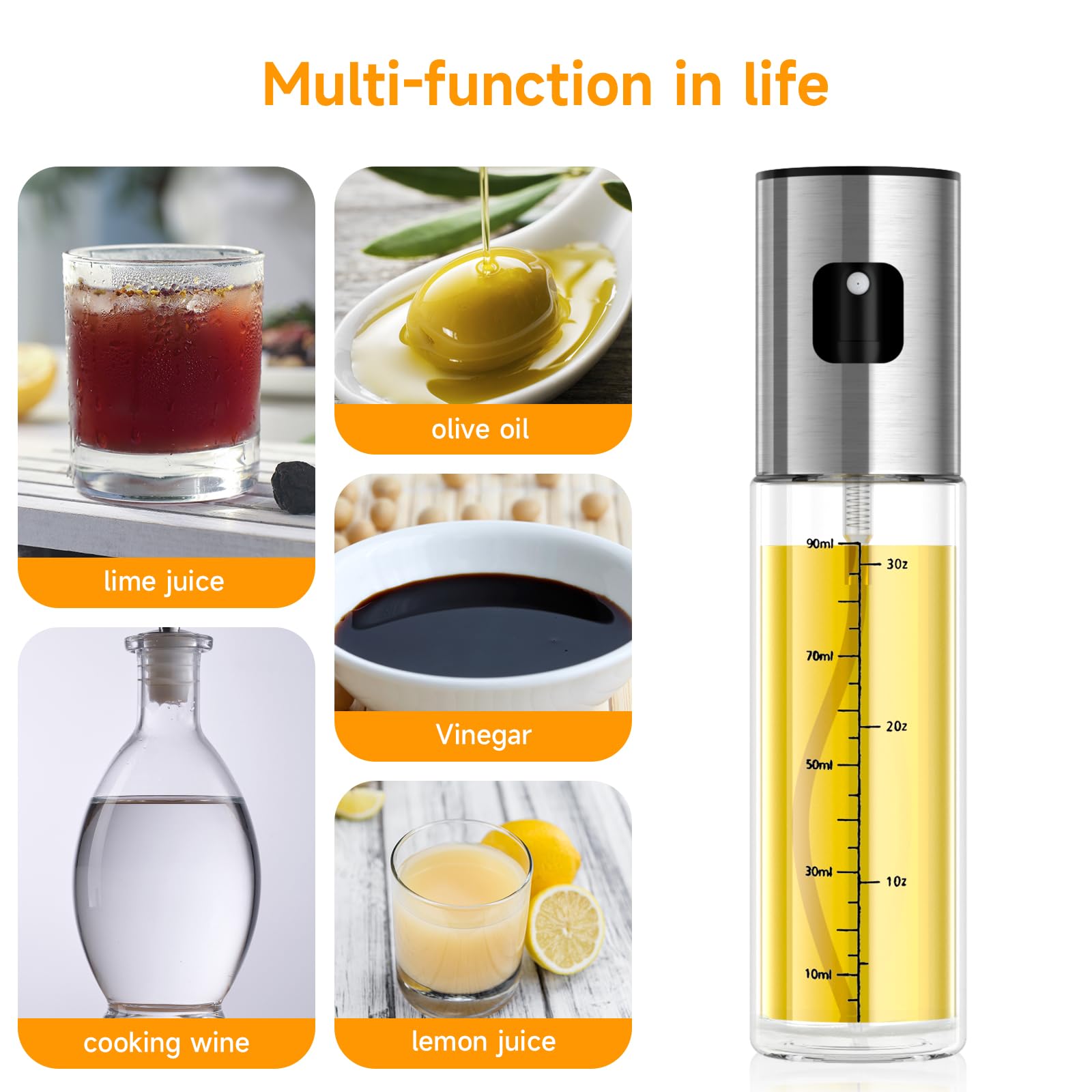 Premium 100ml Glass Oil Sprayer for Cooking - Olive Oil Mister & Canola Oil Spritzer | Kitchen Gadget for Air Fryer, Salad Making, Frying & BBQ | BPA-Free Oil Spray Bottle for Healthy Cooking & Meal Prep
