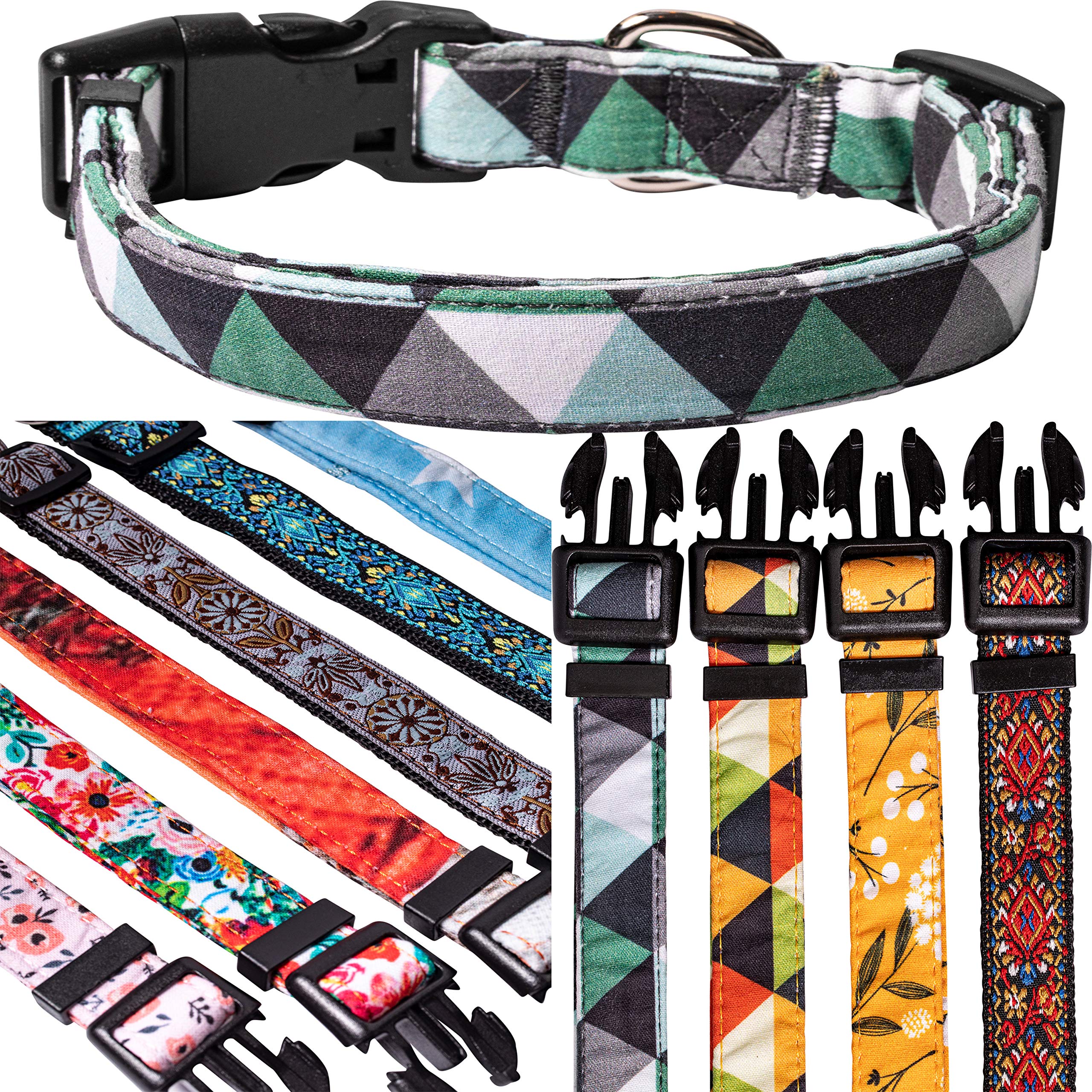 Premium Adjustable Dog Collars for Small, Medium & Large Breeds - Durable Nylon Pet Collars with Stylish Designer Patterns & Vibrant Colors | Perfect for Daily Walks, Training & Outdoor Adventures (Nature Lakes Collection)