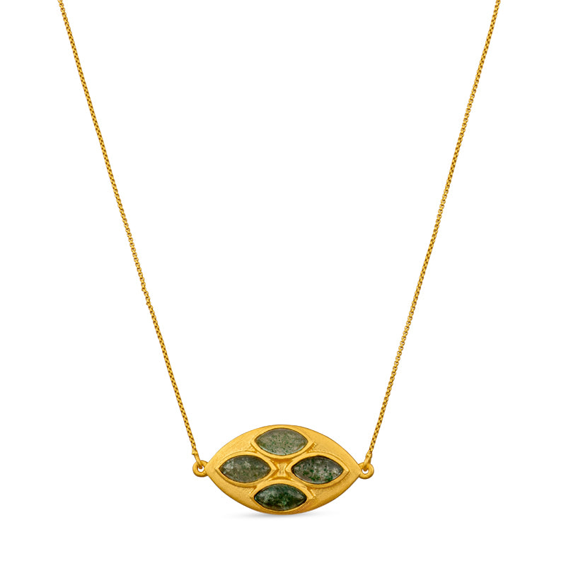 Primrose Necklace with Green Strawberry Quartz Gemstone | Elegant Dainty Jewelry for Women | Perfect Gift for Birthday, Anniversary & Special Occasions