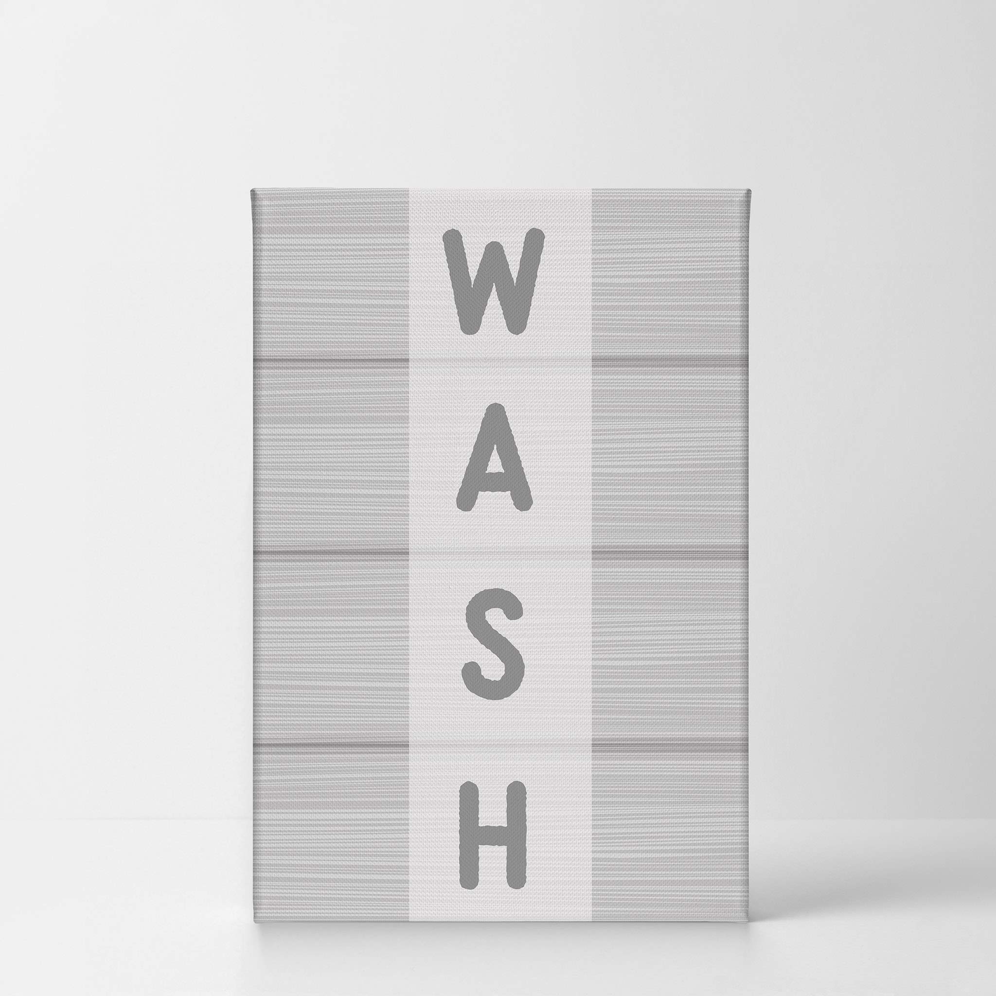 Funny Typography Bathroom Wall Art - Smile Art Design Wash Grey Canvas Print - Ready to Hang Bathroom Decor & Home Decoration (40x30 Inches, Made in USA) - Perfect for Powder Rooms, Guest Baths & Farmhouse Style Homes