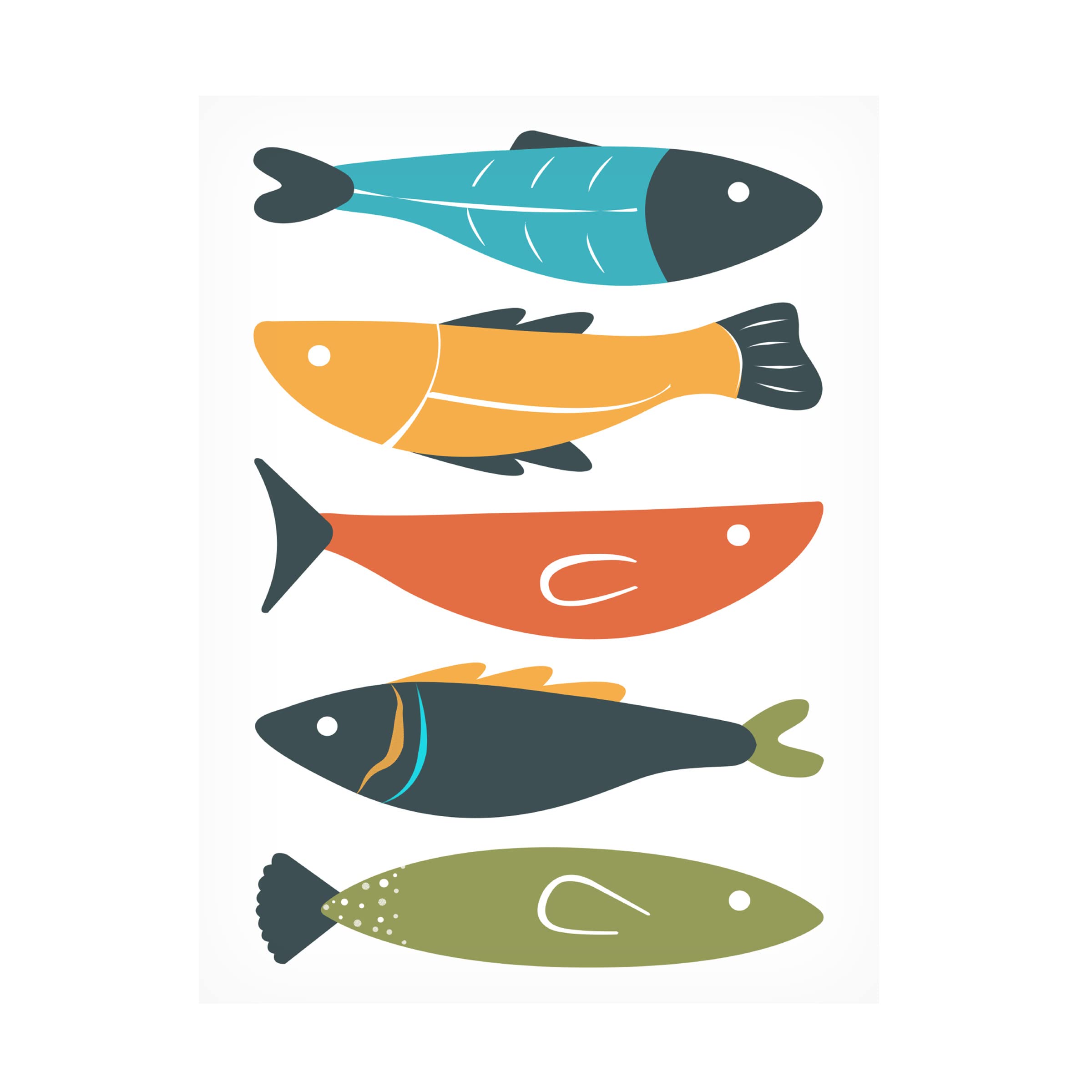 Trademark Fine Art 'Playful Fish' Canvas Wall Art by Ayse - Vibrant Hand-Painted Ocean Themed Decor for Living Room, Bedroom & Office