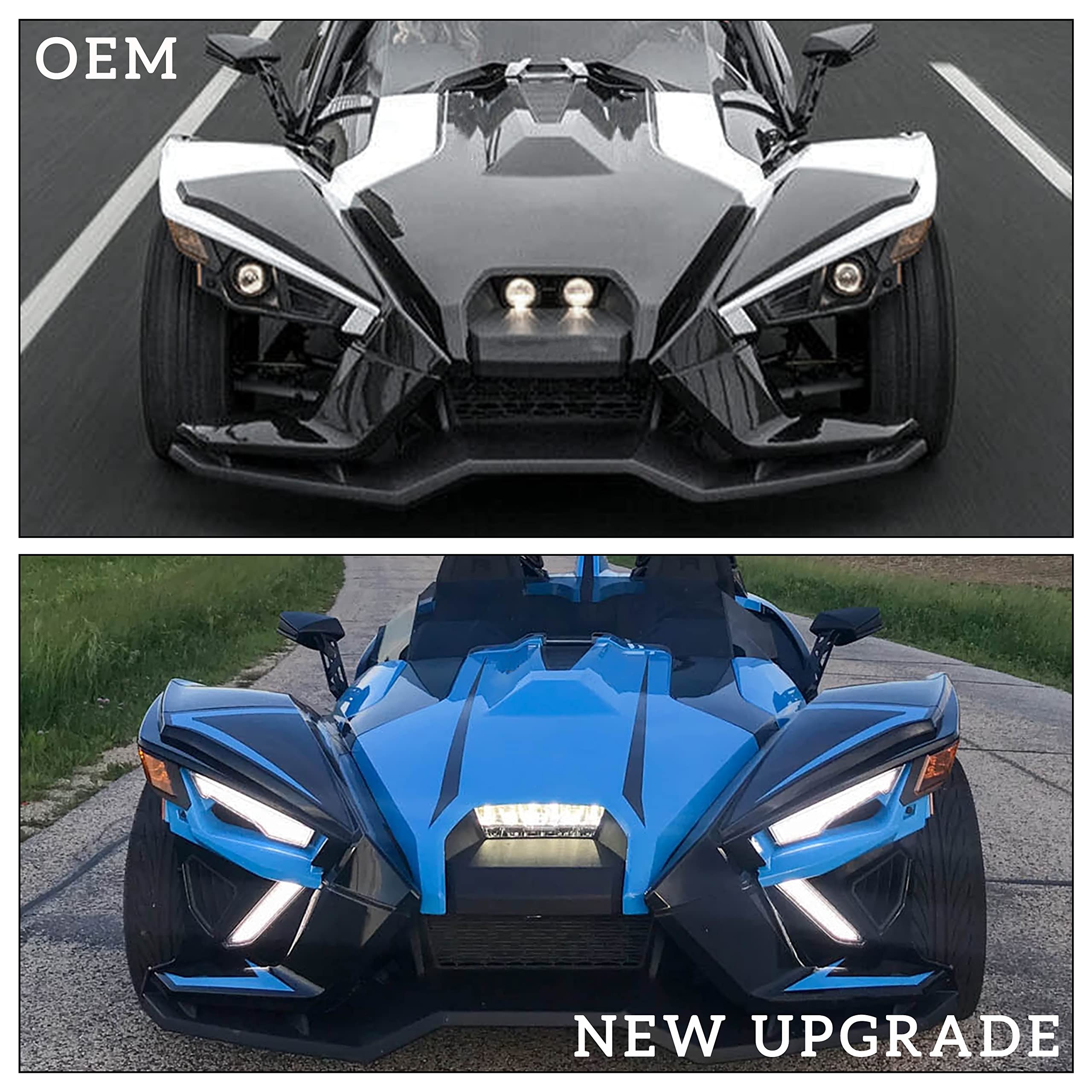 Polaris Slingshot LED Headlight Assembly - Center Headlight Kit Compatible with 2020-2023 S/R/SL/SLR/GT Models | High-Performance Lighting Upgrade for Night Driving & Customization