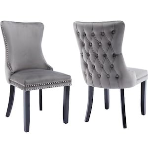 C-5 Grey Velvet, Wood Legs
