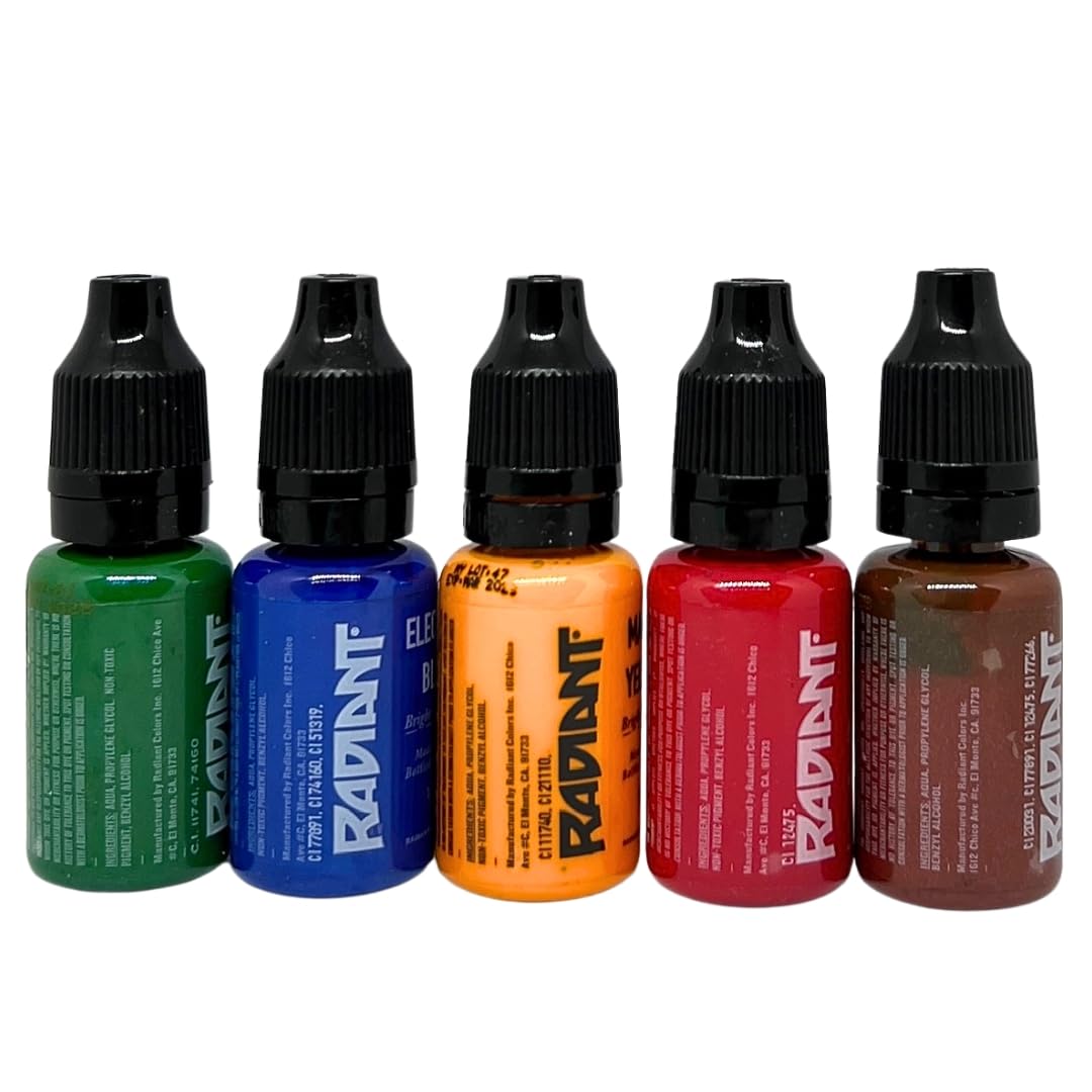 Vibrant Traditional Tattoo Ink Set - 1/2oz Bottles Kit - USA Made Professional Pigment for Tattoo Artists & Beginners - Perfect for Sleeves, Tribal & Old School Tattoos