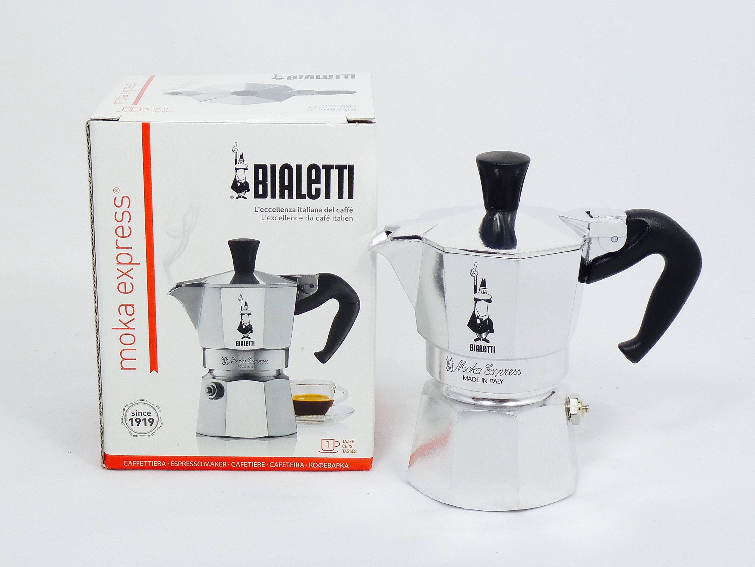 Bialetti Moka Express Stovetop Espresso Maker - 1 Cup Aluminum Coffee Pot for Perfect Italian Coffee - Ideal for Home, Camping & Office Use