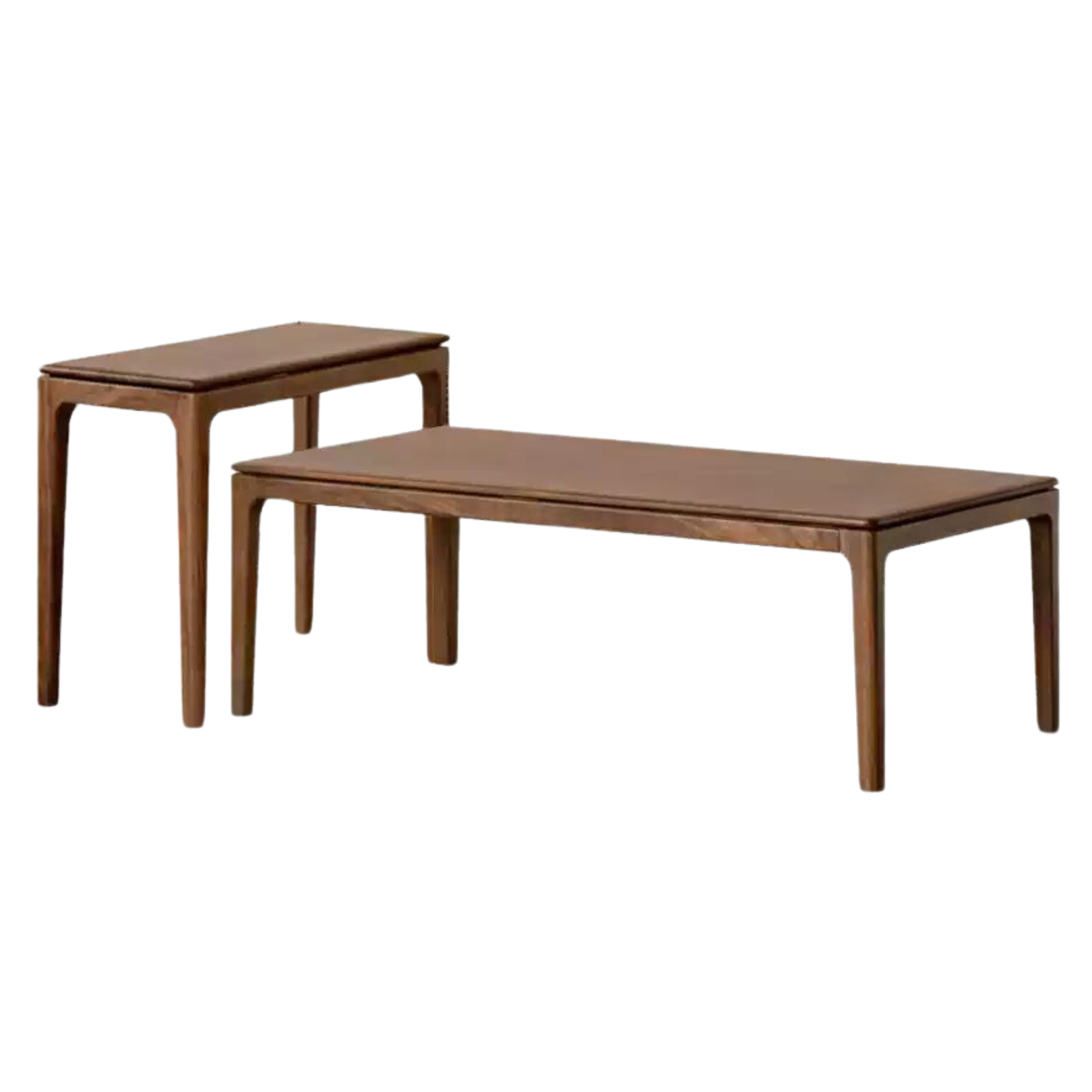 47.2x22x16.5 inch / 120x56x42cm + 27.5x11.8x20.4 inch / 70x30x52cm / walnut color / oak coffee table + side table