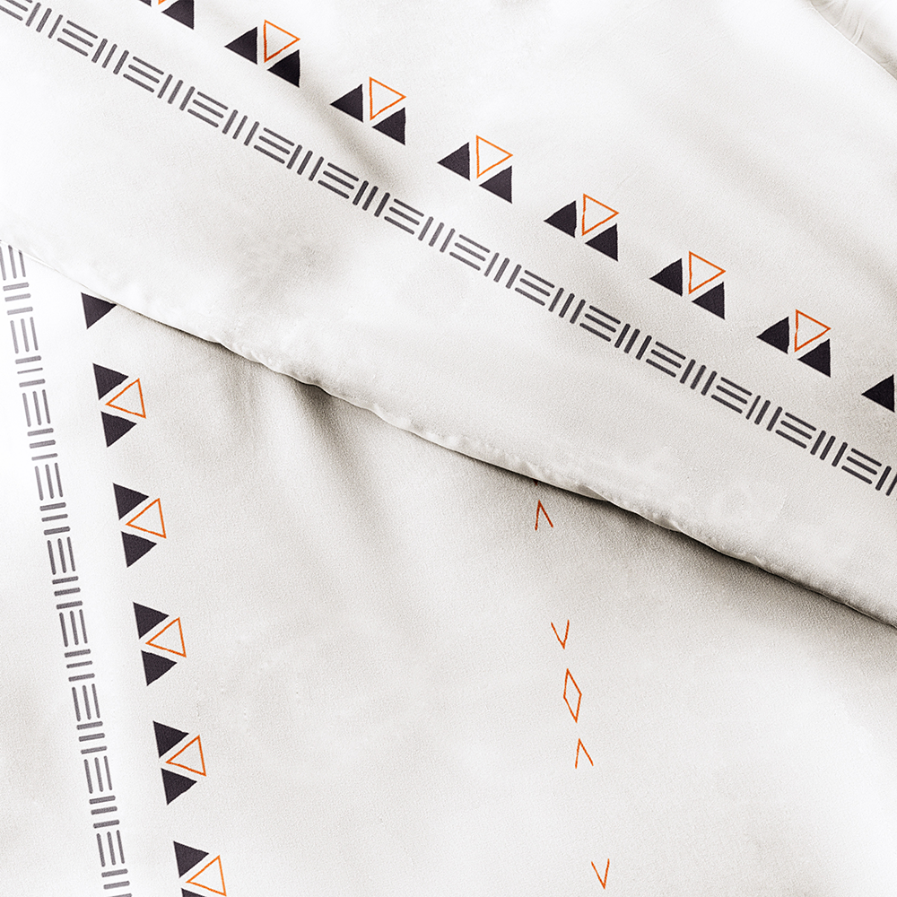 Natural Geo Lines Pattern 3 Piece Duvet Cover Set - Queen Size, 100% Cotton, Boho Chic Bedding - Perfect for Modern Bedrooms & Guest Rooms