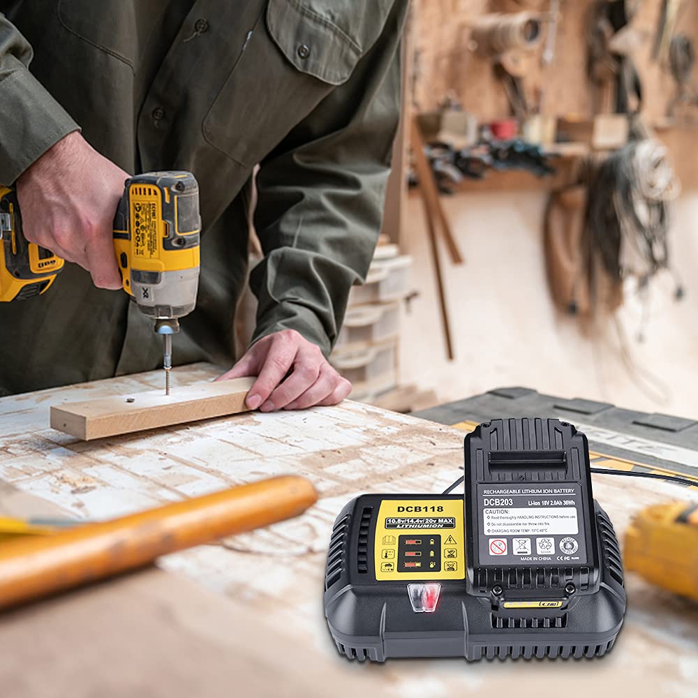 4.5A Fast Charger Station for Dewalt 20V/60V MAX Lithium-Ion Batteries - Replacement for DCB118, DCB115, DCB112, DCB107, DCB104 Chargers | Quick Charging for Power Tools, Drills, Saws & Outdoor Equipment