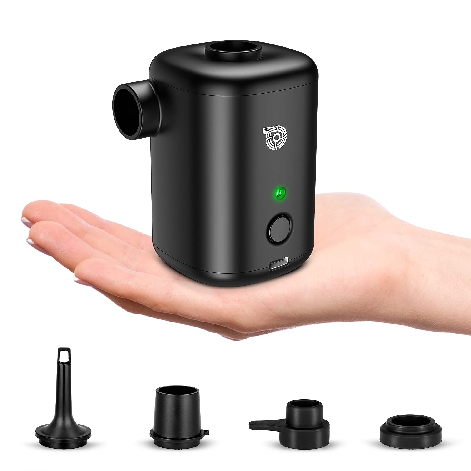 4000mAh Rechargeable Electric Air Pump - Portable Mini Inflator with 4 Nozzles for Air Mattress, Pool Floats & Swimming Rings | Fast Inflation for Camping, Travel & Home Use