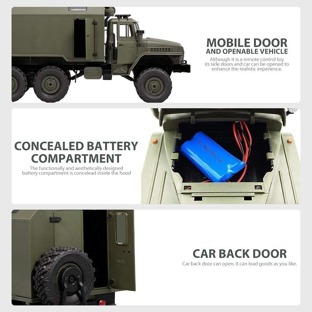 1:16 Scale RC Military Truck - 6WD Off-Road Remote Control Army Vehicle with 2.4Ghz, Electric Toy for Adults & Kids | Perfect for Outdoor Play, Military Simulation & Gift Giving