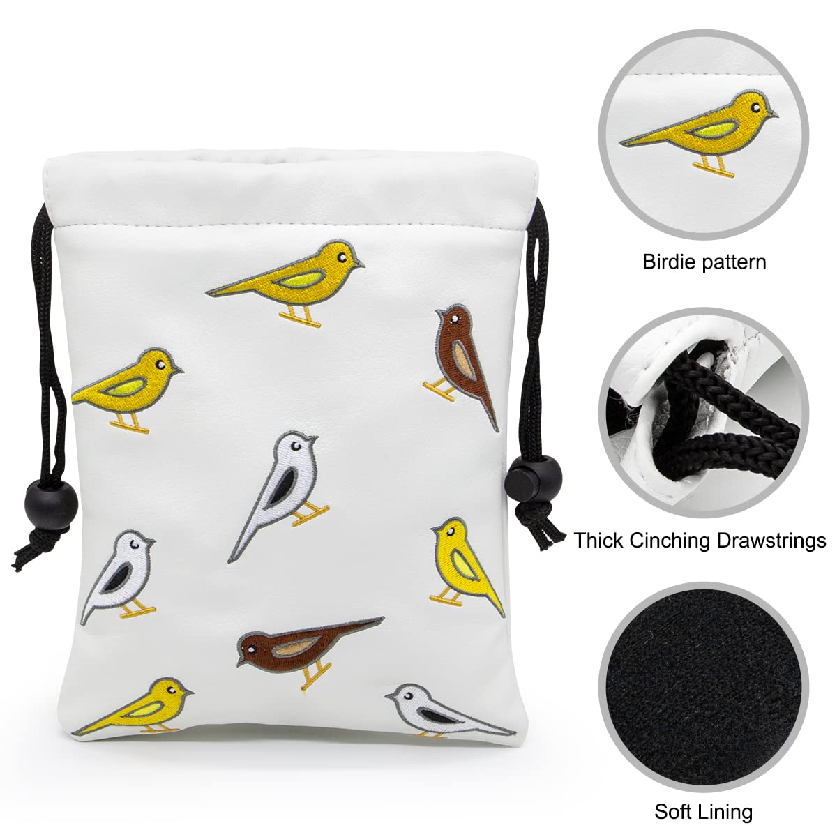 Premium Leather Golf Valuables Pouch with Drawstring Closure - Portable Golf Accessories for Tees, Balls & Personal Items - Perfect for Golf Course, Travel & Outdoor Sports