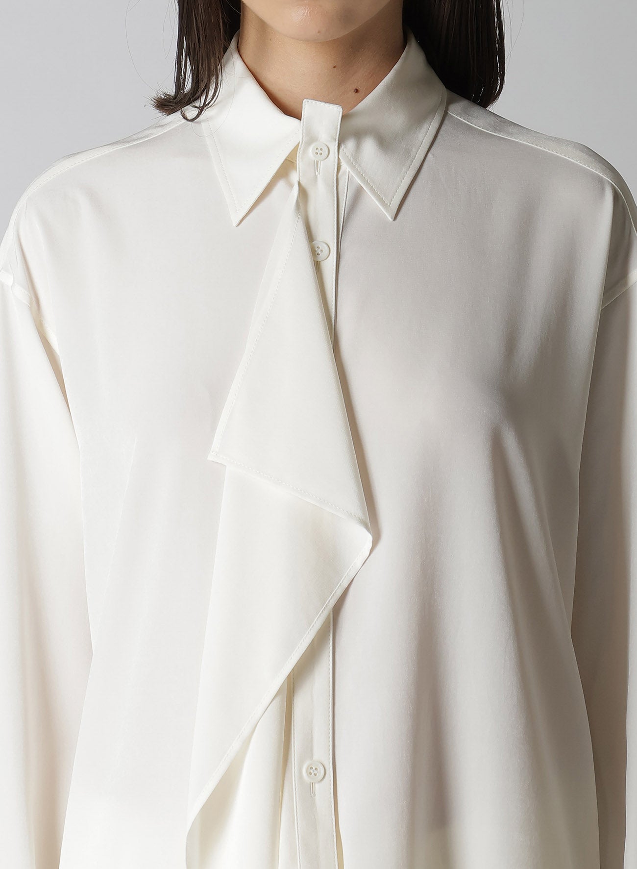 Elegant Crepe de Chine Blouse with Placket - Perfect for Office Wear & Casual Outfits