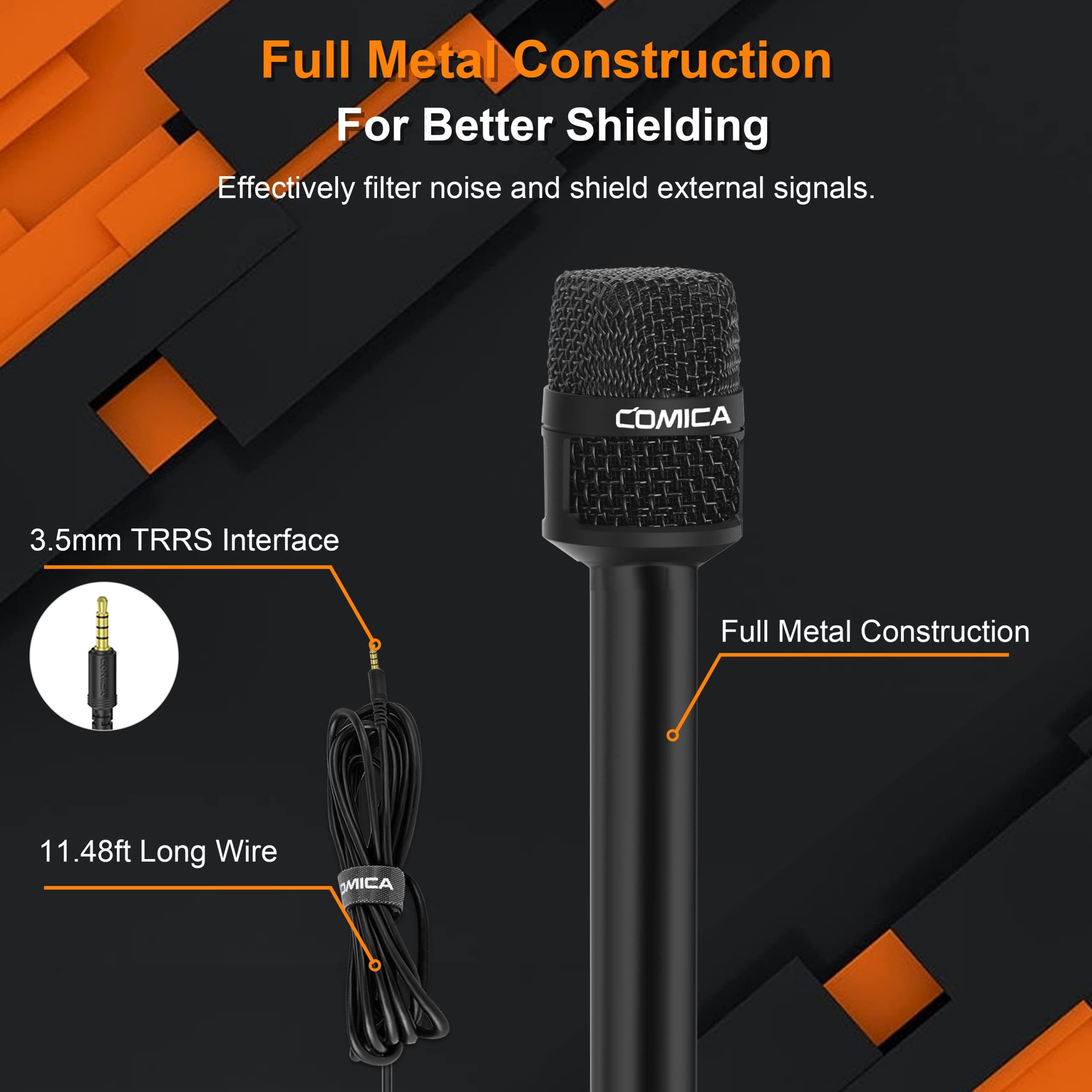 COMICA CVM-WS50(H) Wireless Lavalier Microphone System with HRM-S 3.5mm TRRS Handheld Mic - Professional Interview Mic Kit for Smartphones, DSLR Cameras - Ideal for YouTube Videos, Podcasting, Live Streaming, Wedding Ceremonies & Public Speaking Events
