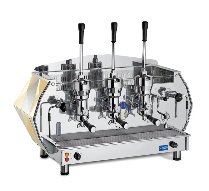 La Pavoni Diamante Commercial Espresso Machine - 3 Group Lever Coffee Maker in Gold Finish | Perfect for Cafes, Restaurants & Coffee Shops