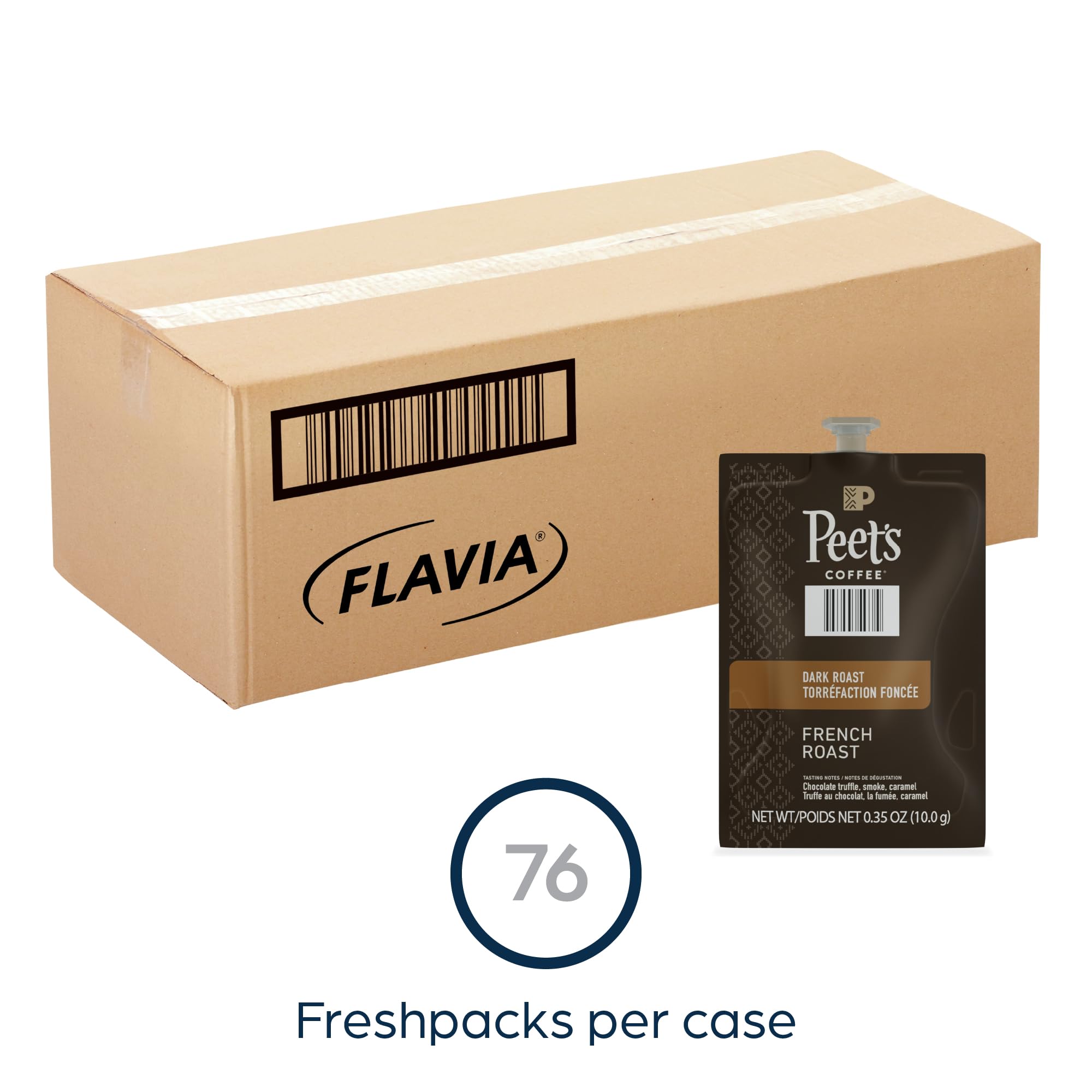Peet's Coffee & Tea Flavia Ground Coffee Freshpacks - French Roast (0.35 Oz, 76/Carton) | Premium Office & Home Brewing Coffee Pods for Single-Serve Machines