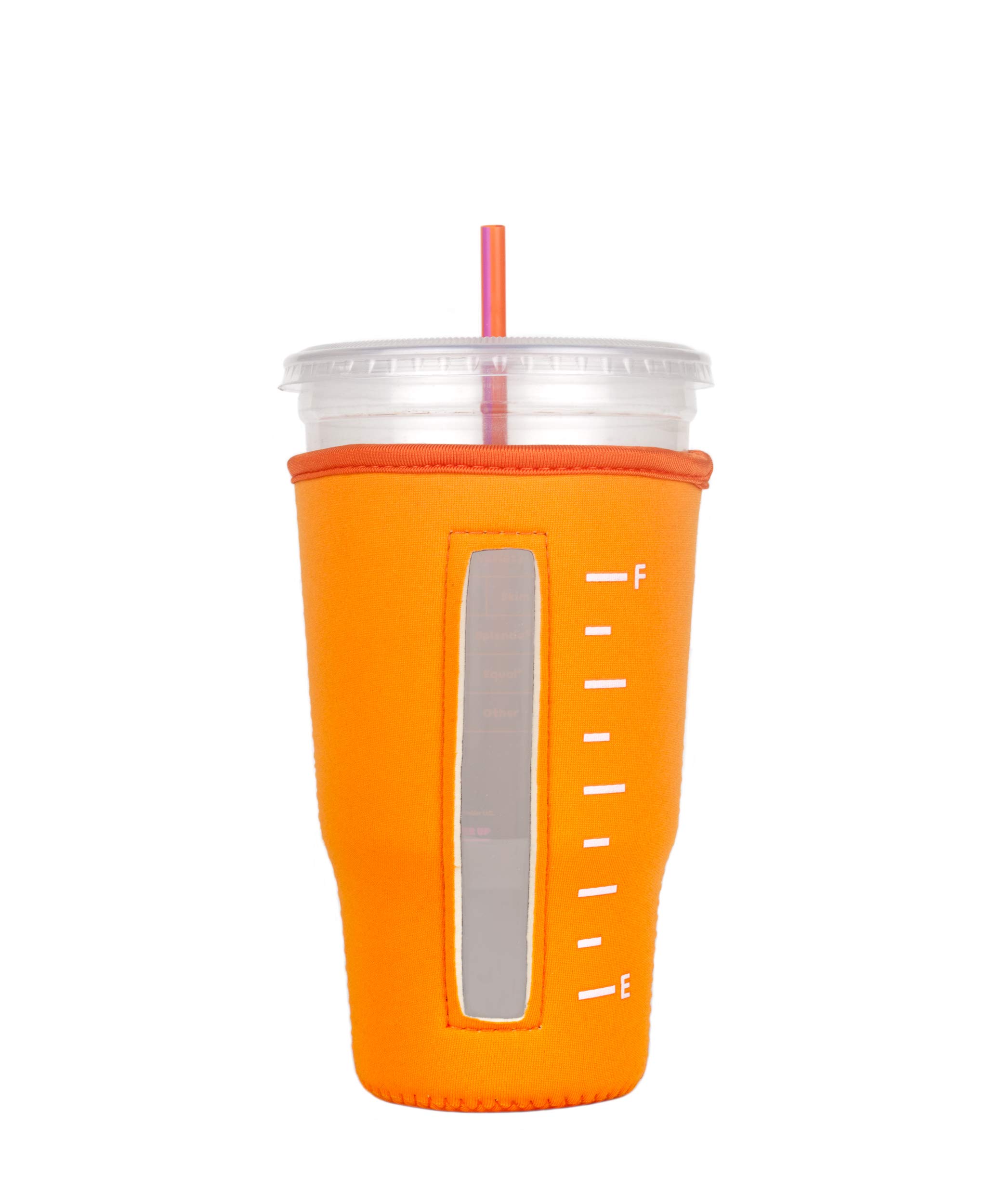 Eco-Friendly Reusable Neoprene Cup Sleeve for Iced Coffee & Cold Drinks - Large Size, Orange - Perfect for Starbucks Cups, Travel Mugs & Iced Beverage Insulation