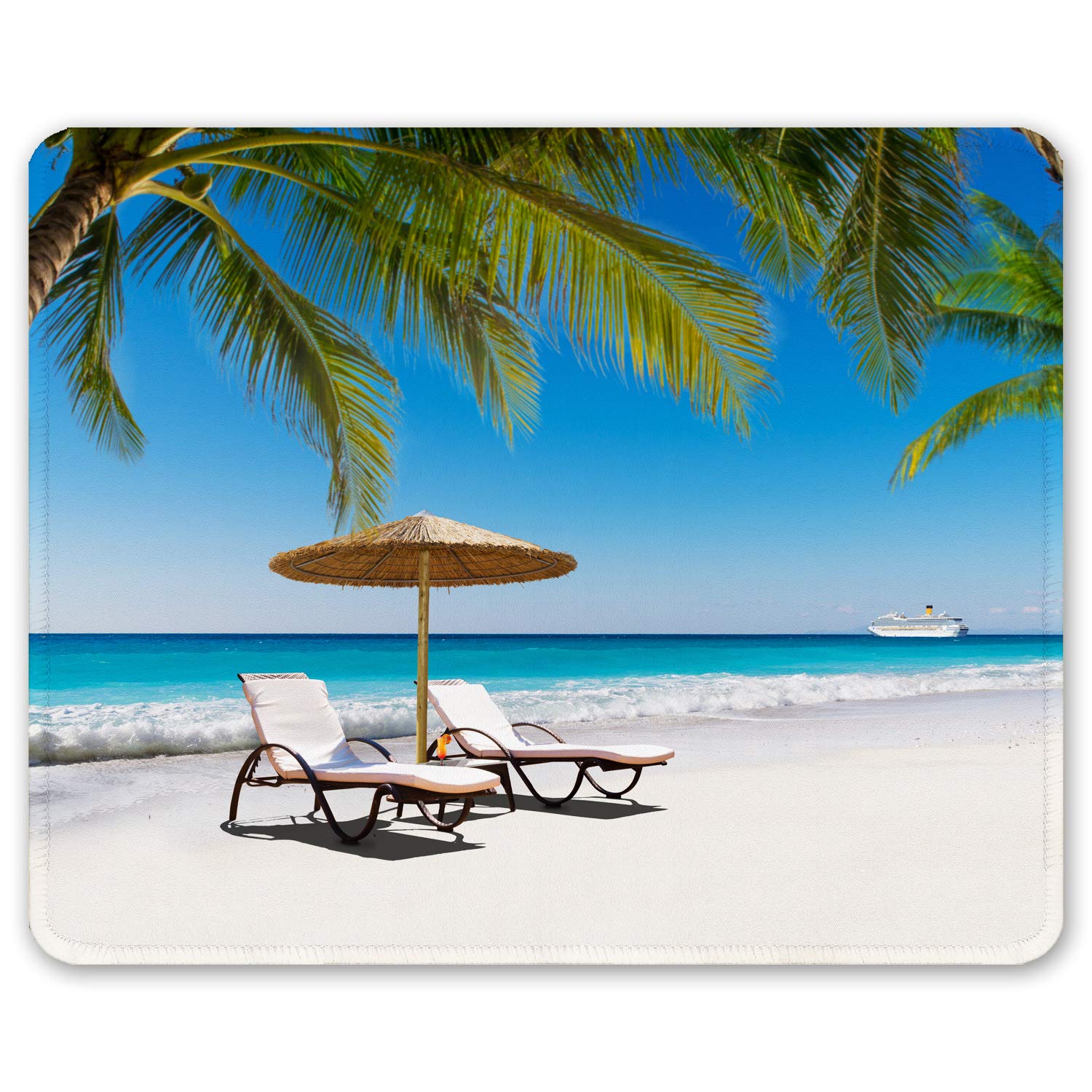 Premium Non-Slip Gaming Mouse Pad - 12x10 Inch Thick Rubber Base with Stitched Edges & Waterproof Surface - Cute Pattern Design for Office, Work & Computer Use - Perfect for Summer Beach Decor & Gaming Setups
