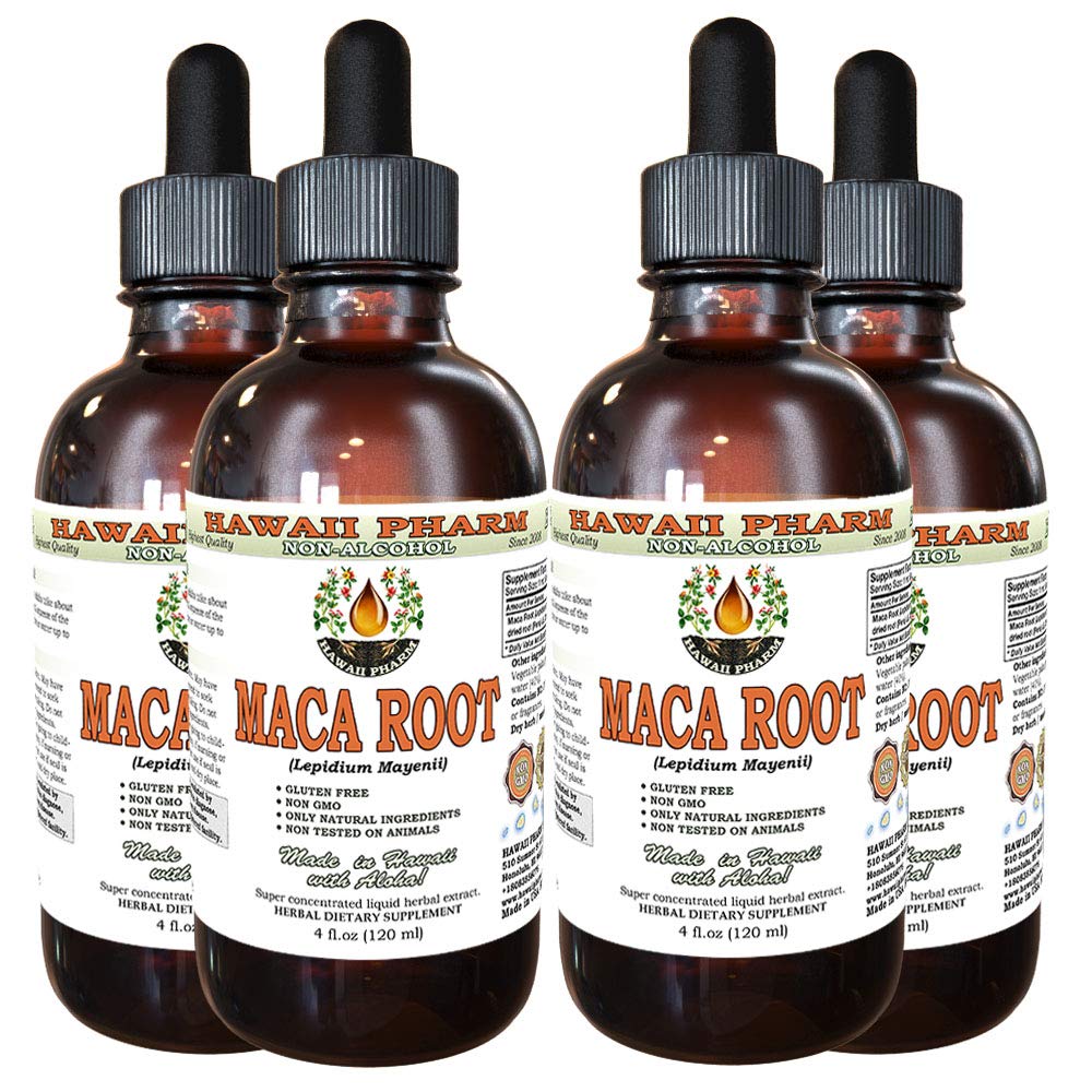 Organic Maca Root Alcohol-Free Liquid Extract (Lepidium Meyenii) - 4x4 oz Dried Plant Glycerite - Natural Energy Booster & Hormone Balance Supplement for Men & Women - Perfect for Smoothies, Tea & Wellness Routines