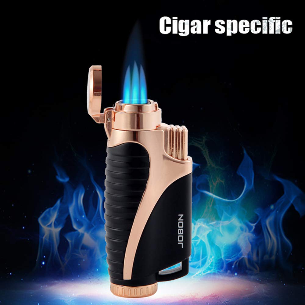 Windproof Butane Lighter - Adjustable Turbo Flame for Cigars & Outdoor Use