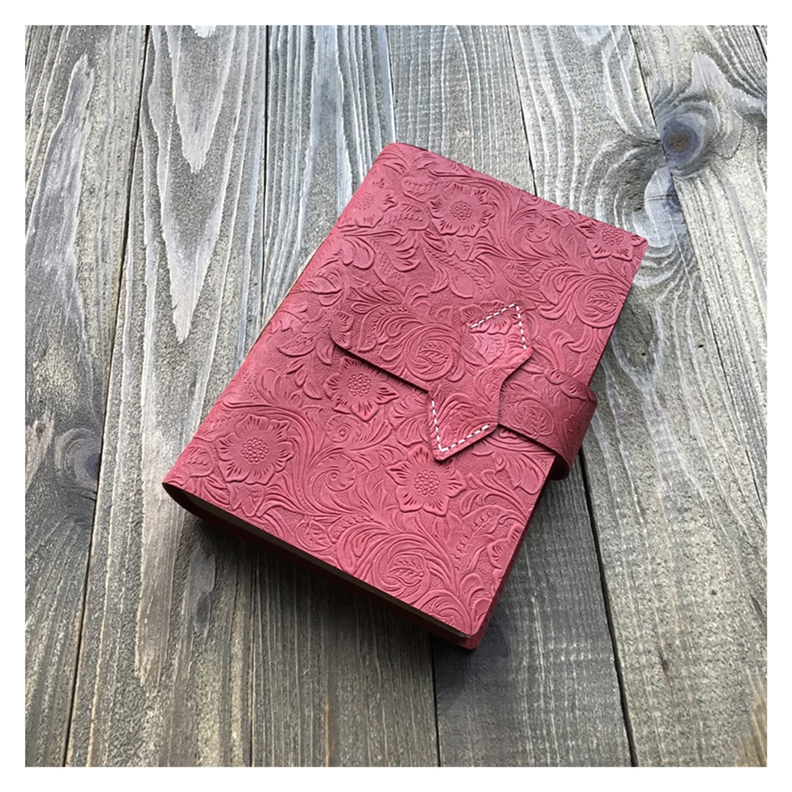 YFQHDD A5 Embossed Flower Notebook - Genuine Leather Handmade Journal for Travel, School & Office - Retro Writing Diary & Student Notepad (D Color) - Perfect Gift for Writers & Students
