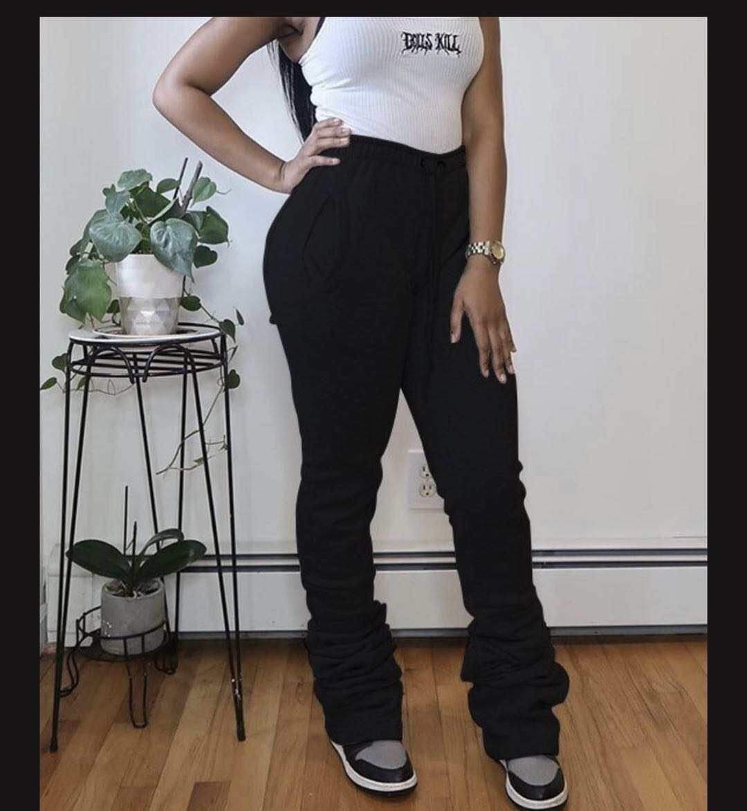 Women's Fleece Sweatpants - Thick Warm Stacked Joggers with Ruched Detail for Workout, Running & Casual Wear | Cozy Winter Lounge Pants for Yoga, Gym & Everyday Comfort