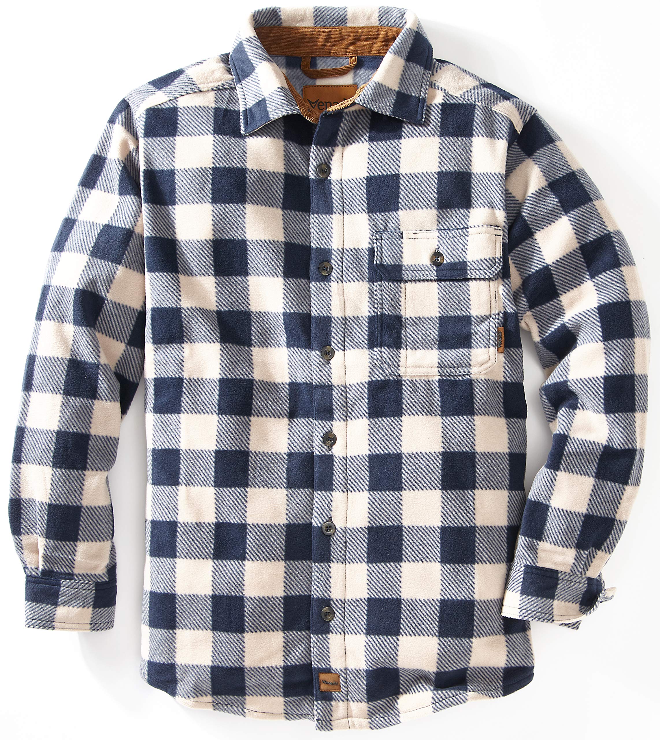Venado Men's Buffalo Plaid Fleece Shirt - Heavyweight Soft Flannel Shirt for Men - Perfect for Winter Outdoor Activities & Casual Wear