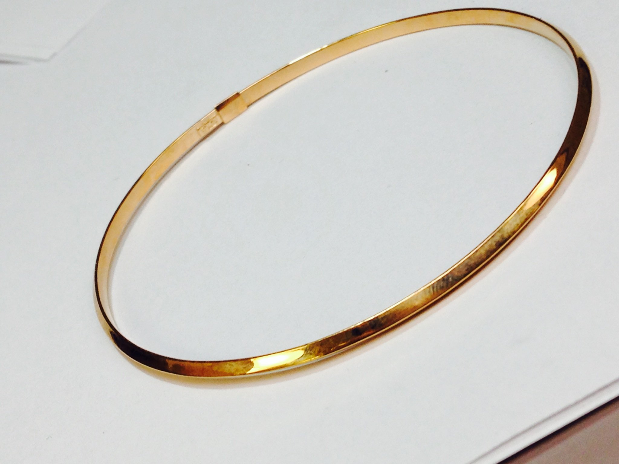 14K Yellow Gold Slip-On Stackable Bangle Bracelet - 8