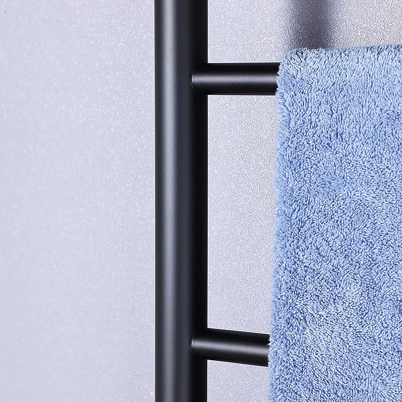 Premium 304 Stainless Steel Electric Towel Warmer - 4 Round Bar Wall Mounted Heated Towel Rack (58W Hardwired) for Bathroom, Spa & Hotel - Space Saving Black Design for Modern Luxury Interiors