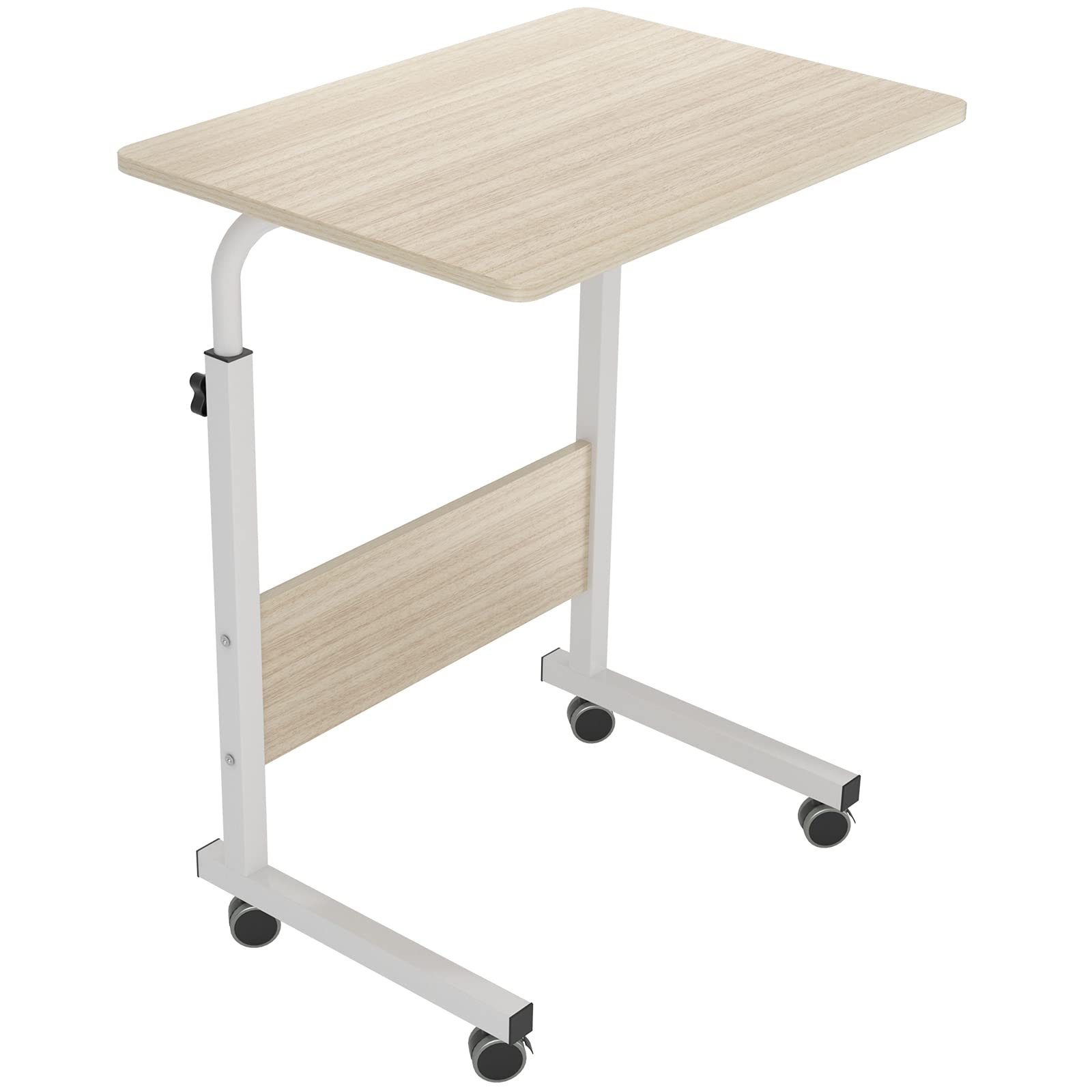 Soges 23.6 Inch Adjustable Mobile Laptop Desk - Portable Computer Stand with Wheels, Rolling Workstation Cart for Home Office, Bed, Couch (Maple Color ZS-05-1-60M) | Ideal for Remote Work, Gaming & Studying