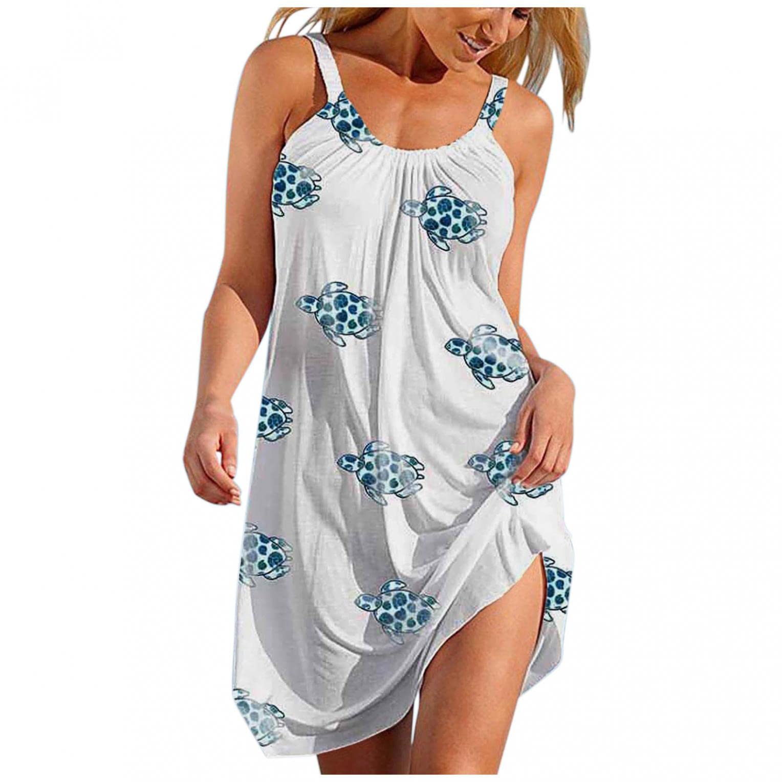 BAGELISE Women's Casual Summer Dresses - Plus Size Gradient Flowy Beach Sundress with Patchwork Ruffles | Trendy A-Line Dress for Vacation, Beach Outings & Summer Parties