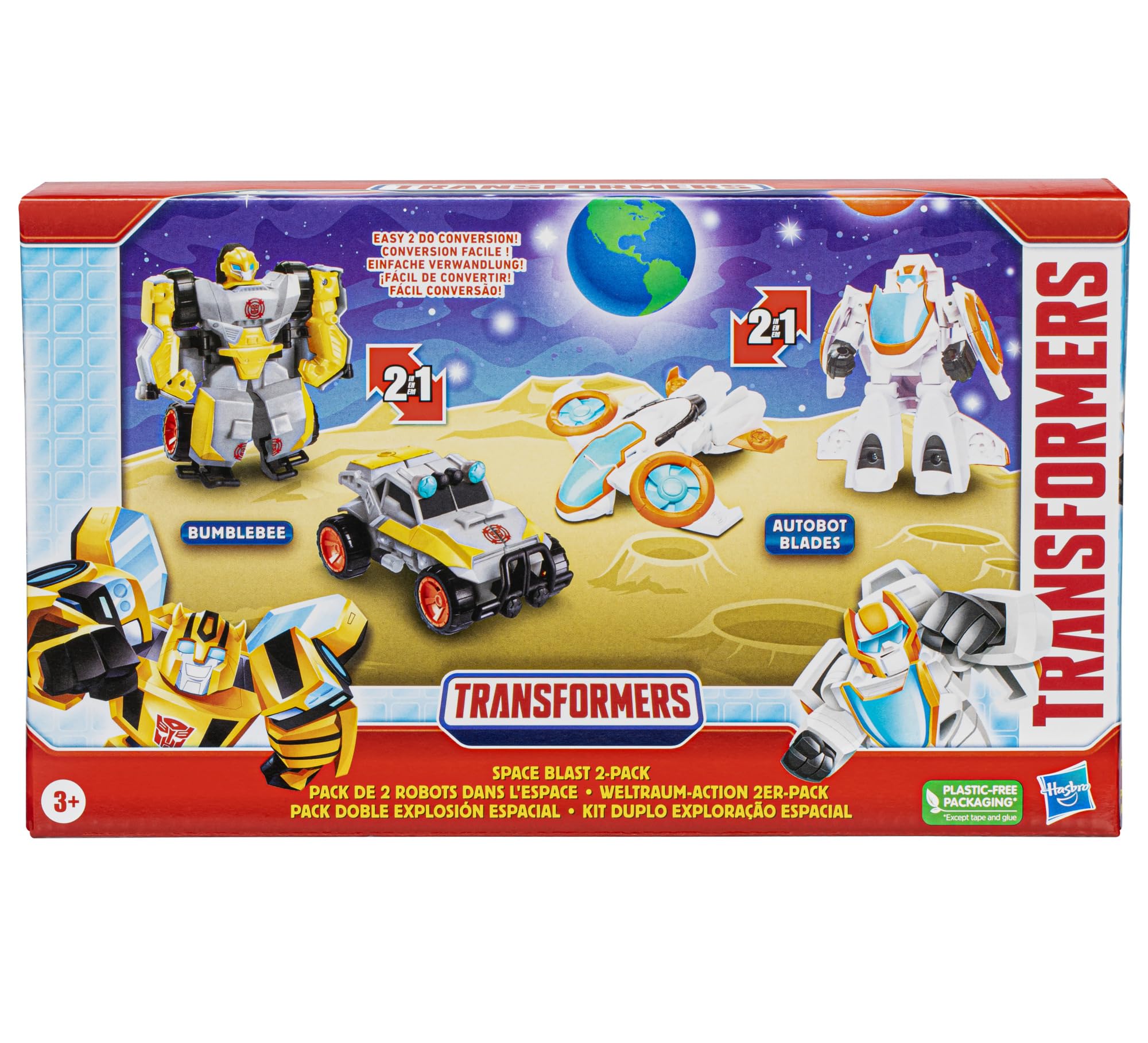 Transformers Toys Space Blast 2-Pack - Bumblebee & Autobot Blades 4.5-Inch Action Figures for Kids Ages 3+ | Amazon Exclusive Robot Toys | Perfect for Playtime, Collecting & Birthday Gifts