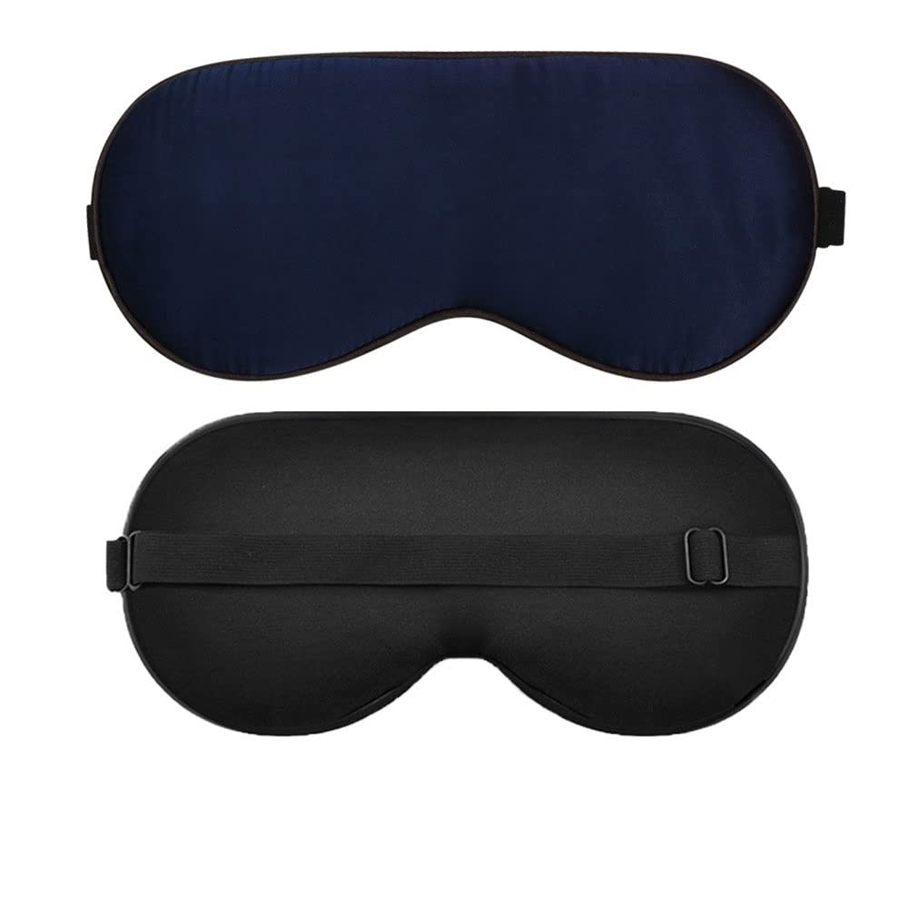 Silk Sleep Mask for Women & Men - Adjustable Strap, 100% Mulberry Silk Eye Mask for Sleeping, Blocks Light & Reduces Puffy Eyes - Perfect for Travel, Meditation & Night Sleep (Color: Black)