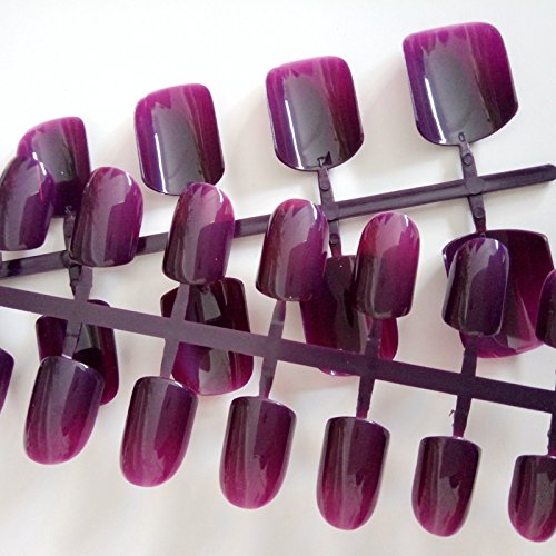 Dark Purple False Nails - CoolNail Fashion Candy Fake Nails Full Wrap Tips for DIY Manicure | Carnival Style Artificial Nails for Parties, Halloween & Special Occasions