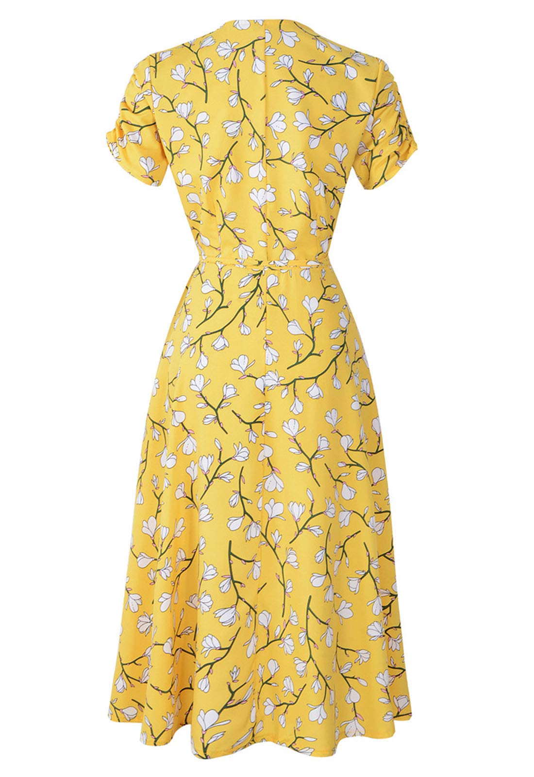Flygo Floral Print Sun Dress - Bohemian Beach Dress for Women, Flowy Chiffon Midi Summer Dress with Pockets | Perfect for Vacation, Beach Party & Outdoor Date