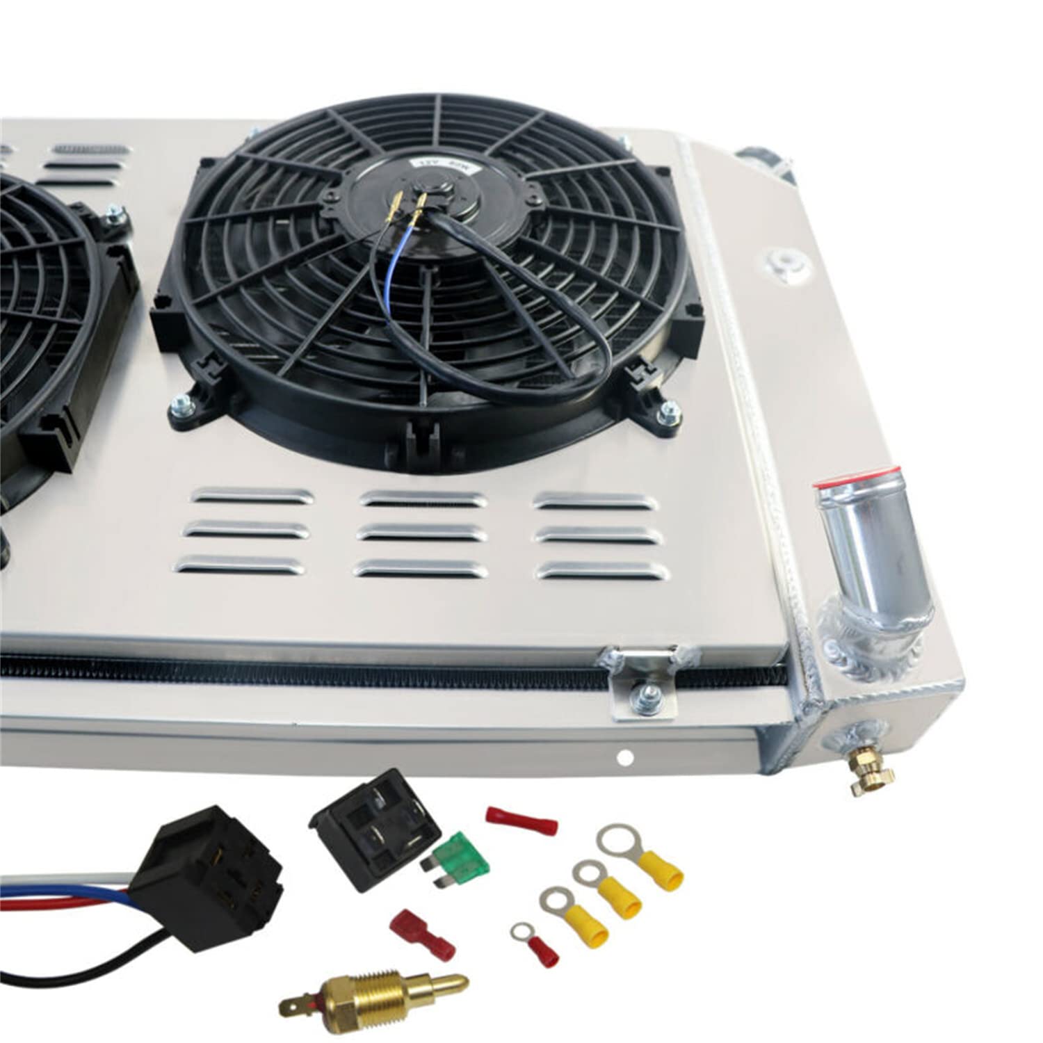 ColQuee MC718 3-Row Aluminum Radiator with Shroud & Dual 12