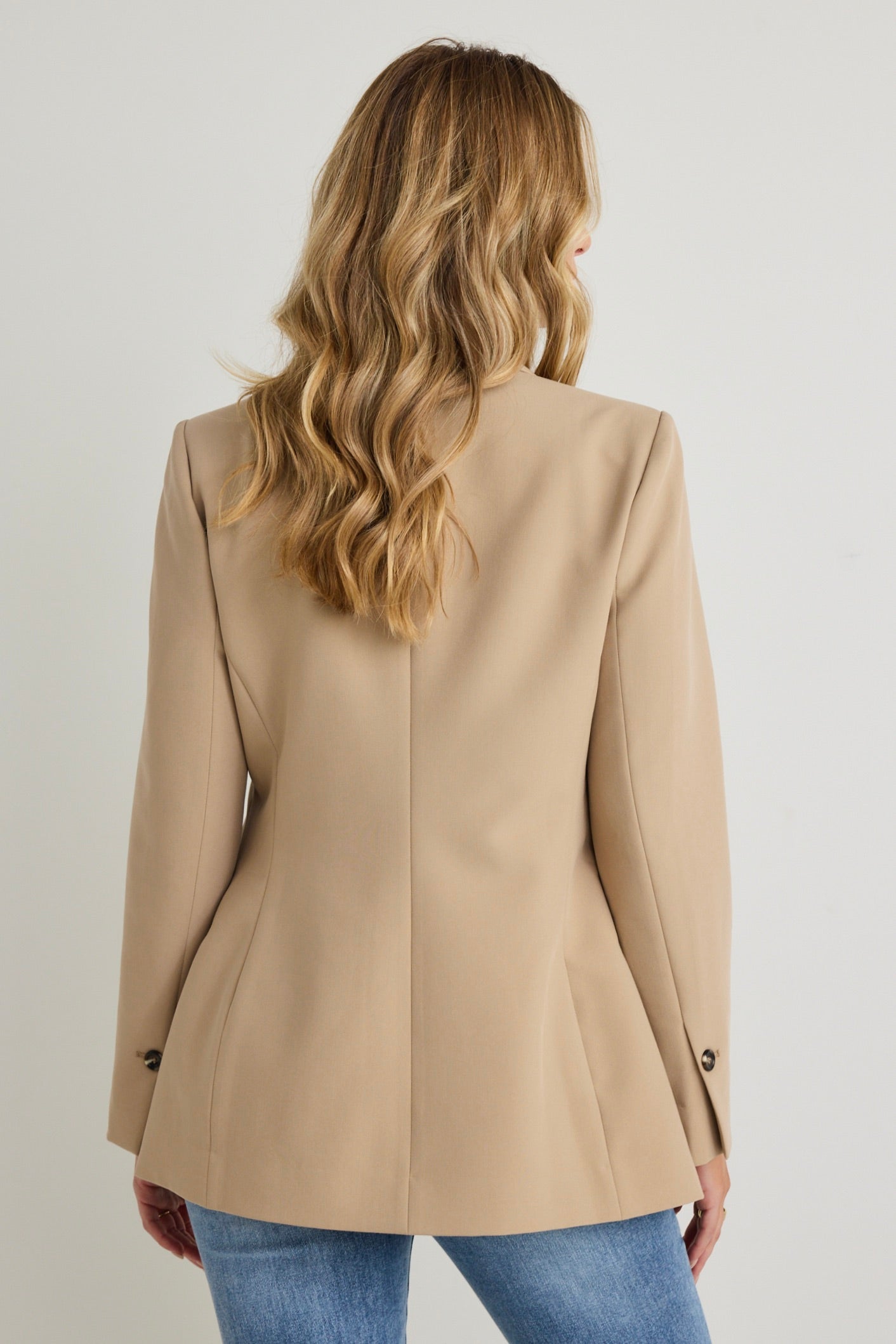 Stylish Camel Textured Fitted Blazer for Women - Elegant Office Wear & Business Casual Outfits - Perfect for Work, Meetings, and Professional Events