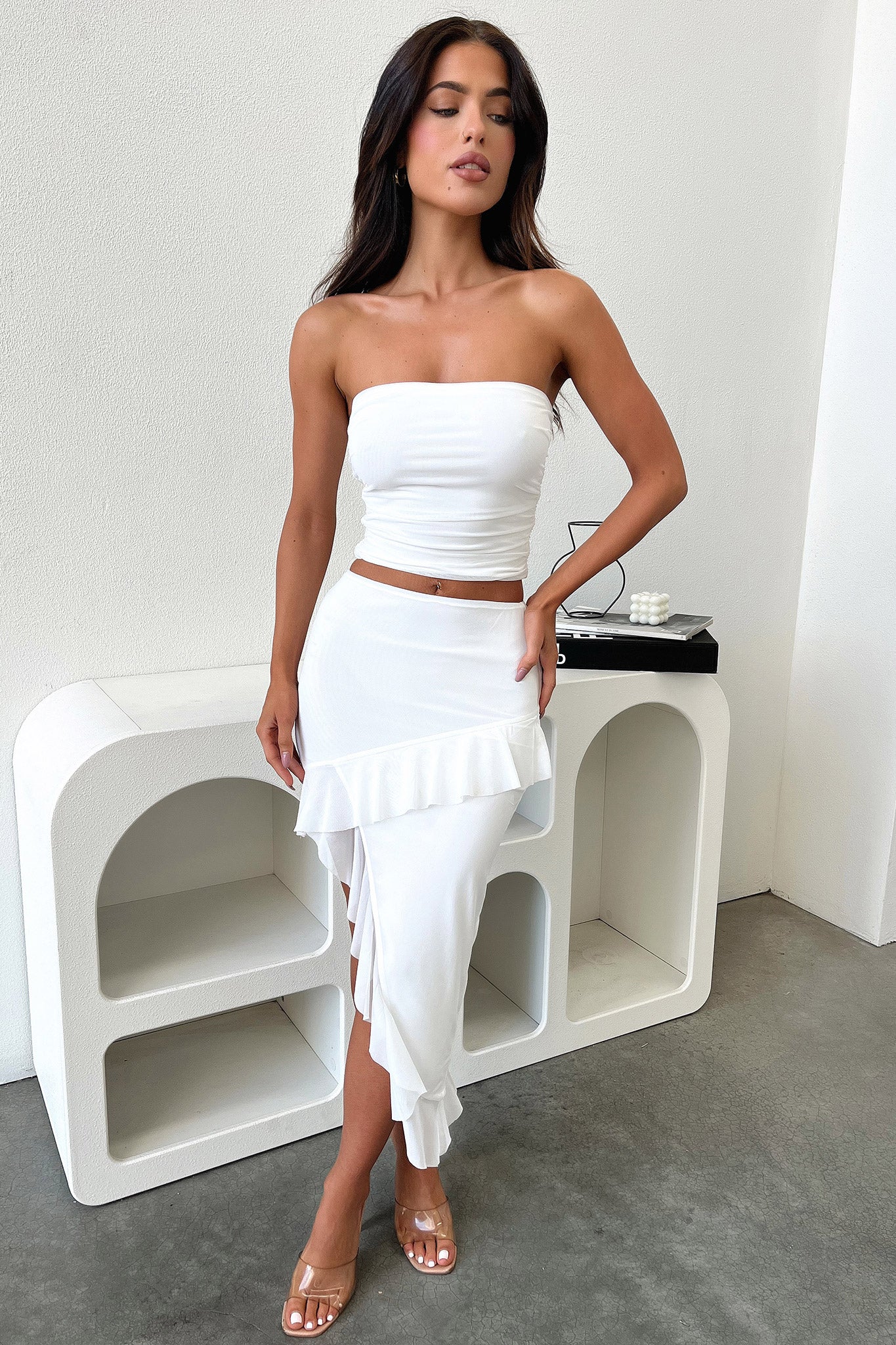 Cardona Skirt for Women - Elegant White Midi Skirt | Perfect for Office, Date Night & Summer Outfits