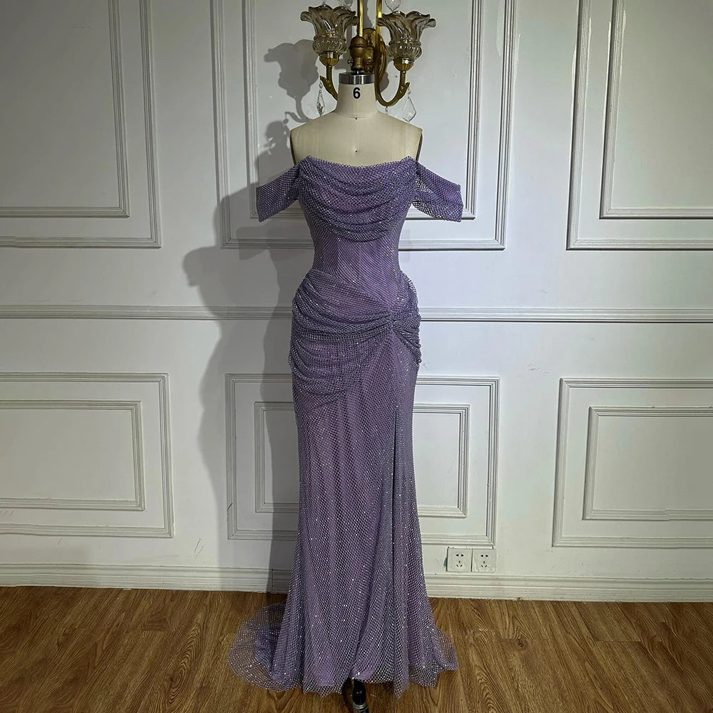 Elegant Purple Evening Dresses Gowns with Sleeveless Tulle for Formal Occasions - Luxury Dubai Style LA72790 | Perfect for Weddings, Galas & Special Events