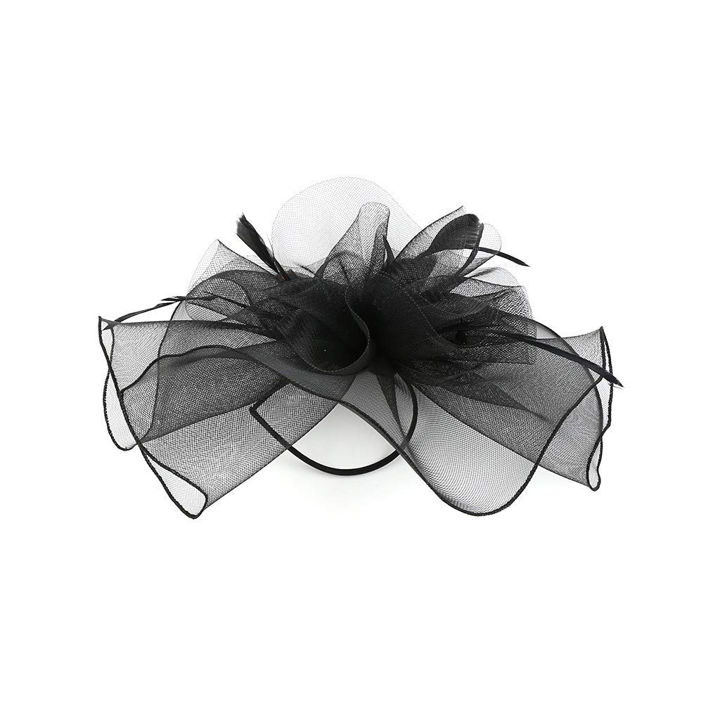 Elegant Women's Fascinator Hat with Flower & Feather - Mesh Tea Party Hairband for Weddings, Races & Special Occasions