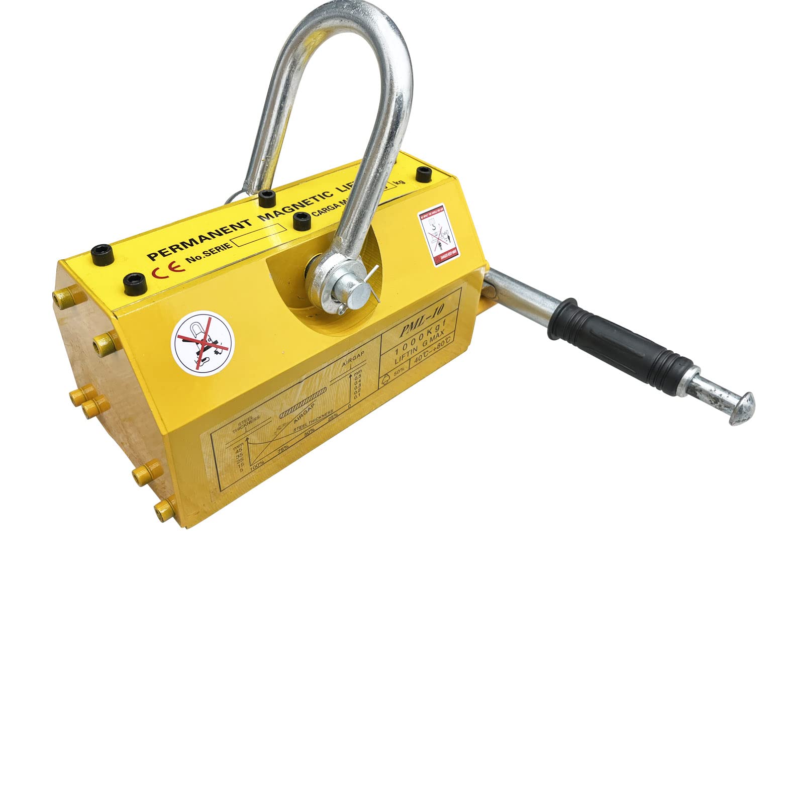 INTBUYING 2200LB (1000KG) Heavy Duty Steel Magnetic Lifter - Permanent Crane Hoist Lifting Magnet with Release for Shop, Block Board & Industrial Use | Perfect for Metalworking, Construction & Warehouse Lifting