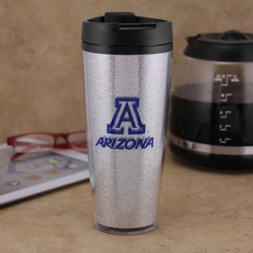 Arizona Wildcats Glitter Travel Tumbler 20oz - Insulated Stainless Steel Cup with Lid & Straw - Perfect for NCAA Games, Gym, Work & Outdoor Activities