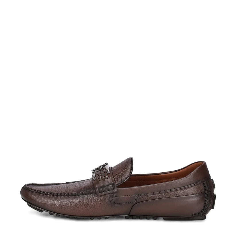 40VVNTS Men's Brown Casual Fashion Deer & Calfskin Driving Loafers - Comfortable Slip-On Shoes for Work, Travel & Everyday Wear