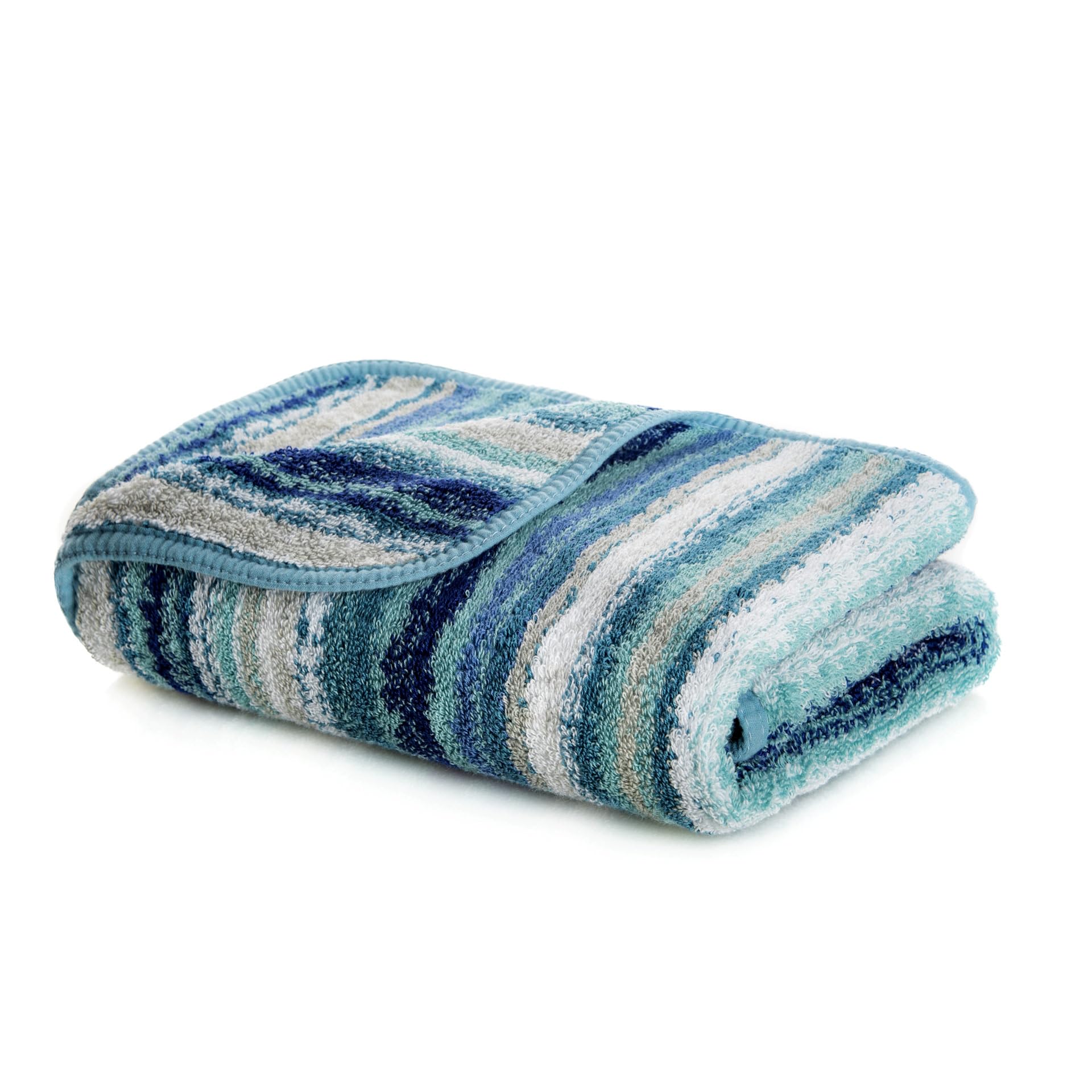 Graccioza Venice Luxury Bath Towel 28x55 Inches - Premium Striped Extra Large Bathroom Towels - Super Absorbent & Quick Dry Combed Cotton, 600 GSM - Soft Spa & Face Towel for Bath, Pool & Beach - Baltic Collection
