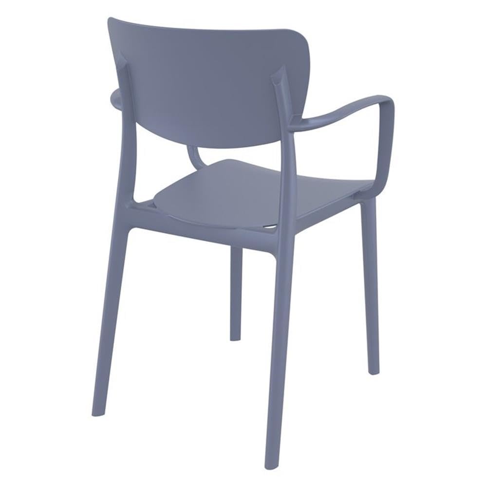 Compamia Lisa Dining Arm Chair Set of 2 - Dark Gray Upholstered Side Chairs for Kitchen, Dining Room & Office - Comfortable Modern Accent Chairs with Sturdy Metal Legs