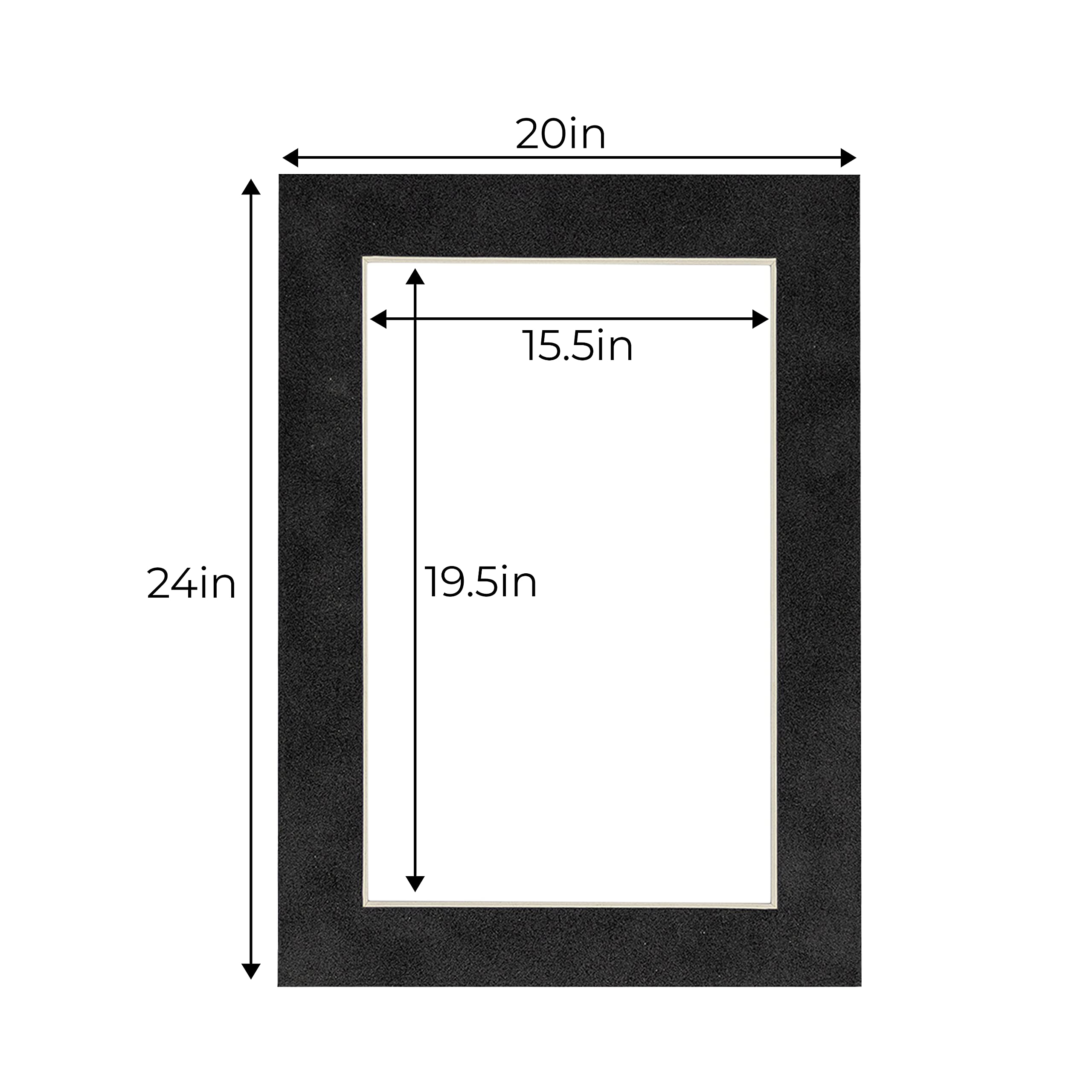 Acid-Free Ash Suede 20x24 Picture Frame Mat with White Core Bevel Cut - Fits 16x20 Photos - Compatible with 20x24 Frames - Includes Protective Bag & Backing Board - Perfect for Framing Artwork, Photographs, and Memorabilia